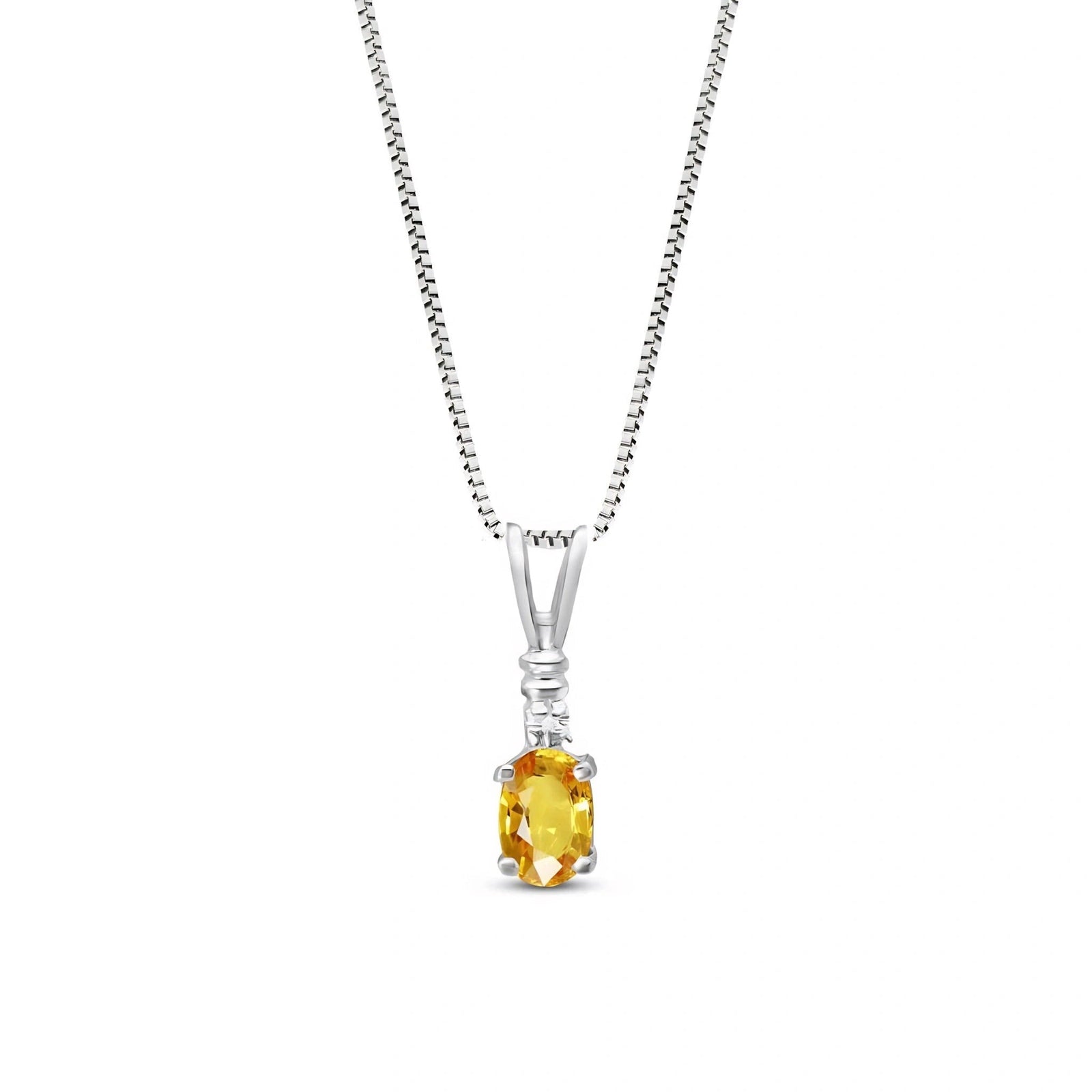 White Gold Heritage Pendant Necklace Citrine 10K — Elsa