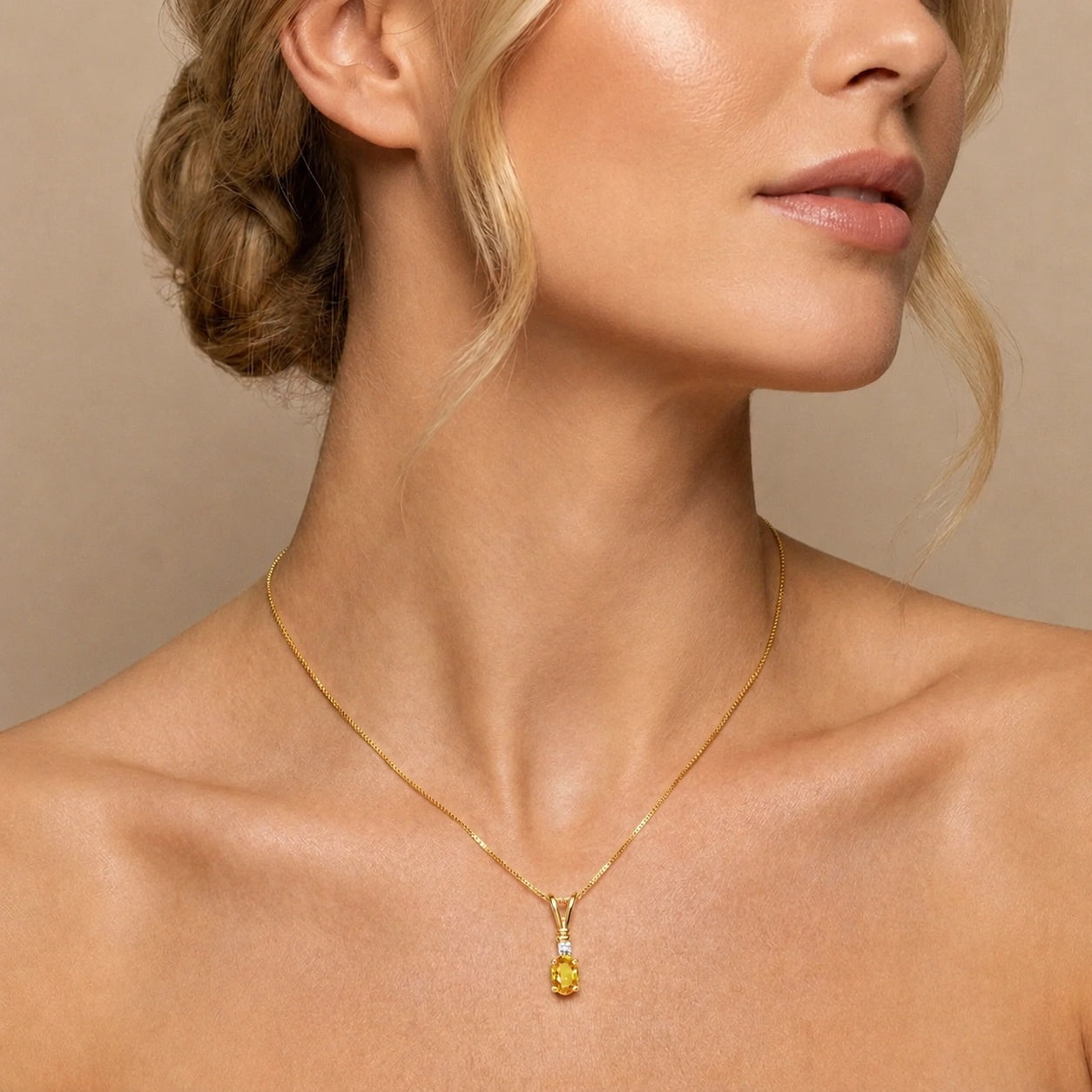 Yellow Gold Heritage Pendant Necklace Citrine 10K — Elsa