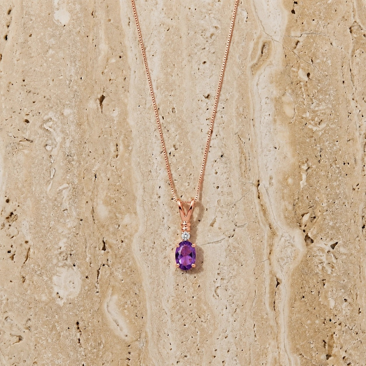 Rose Gold Heritage Pendant Necklace Amethyst 10K — Elsa
