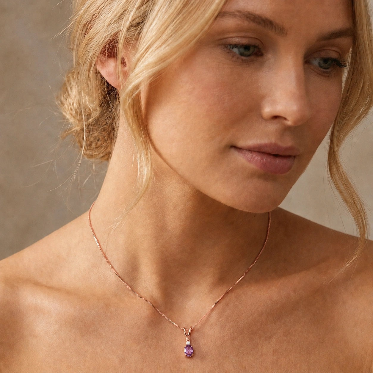 Rose Gold Heritage Pendant Necklace Amethyst 10K — Elsa