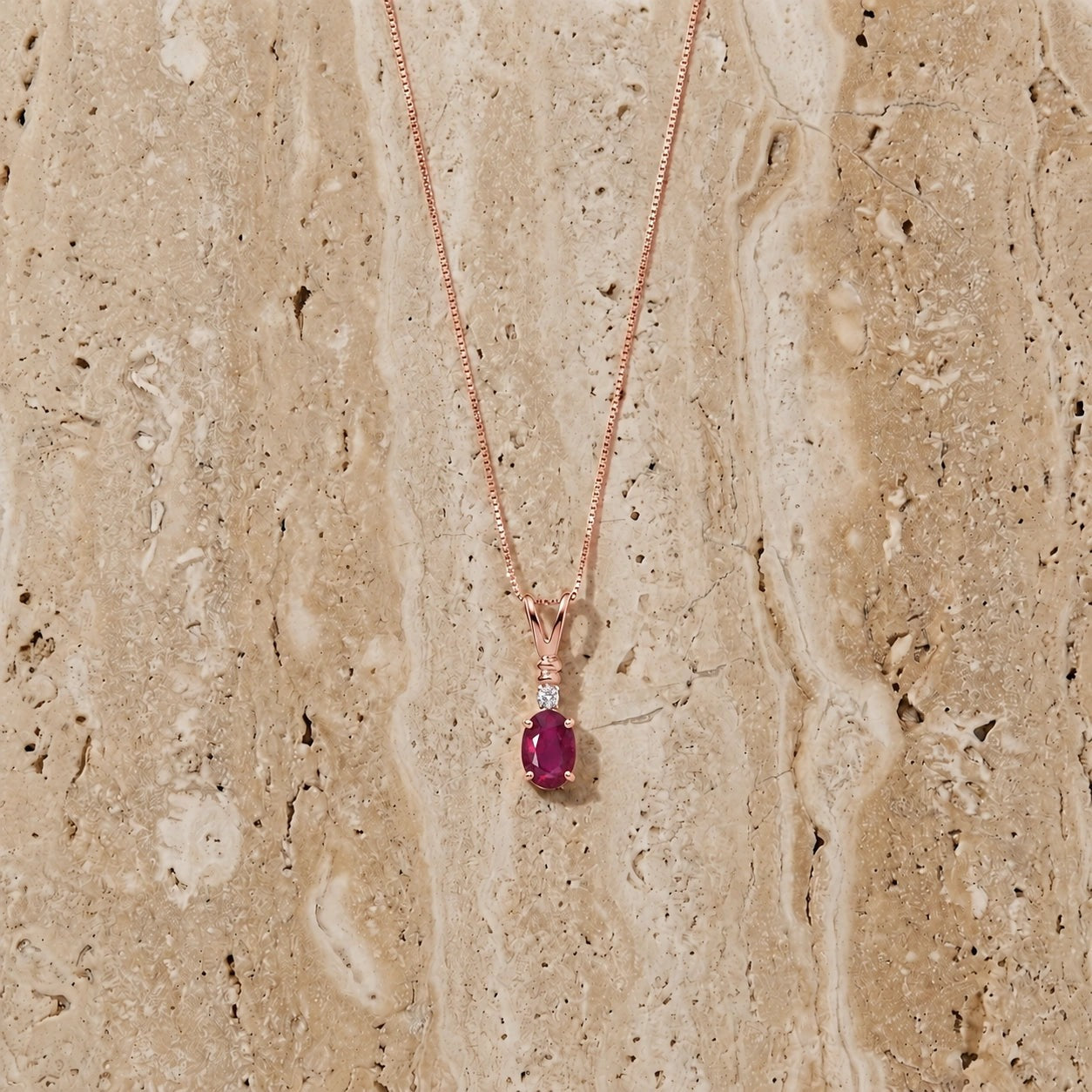 Rose Gold Heritage Pendant Necklace Ruby 10K — Elsa