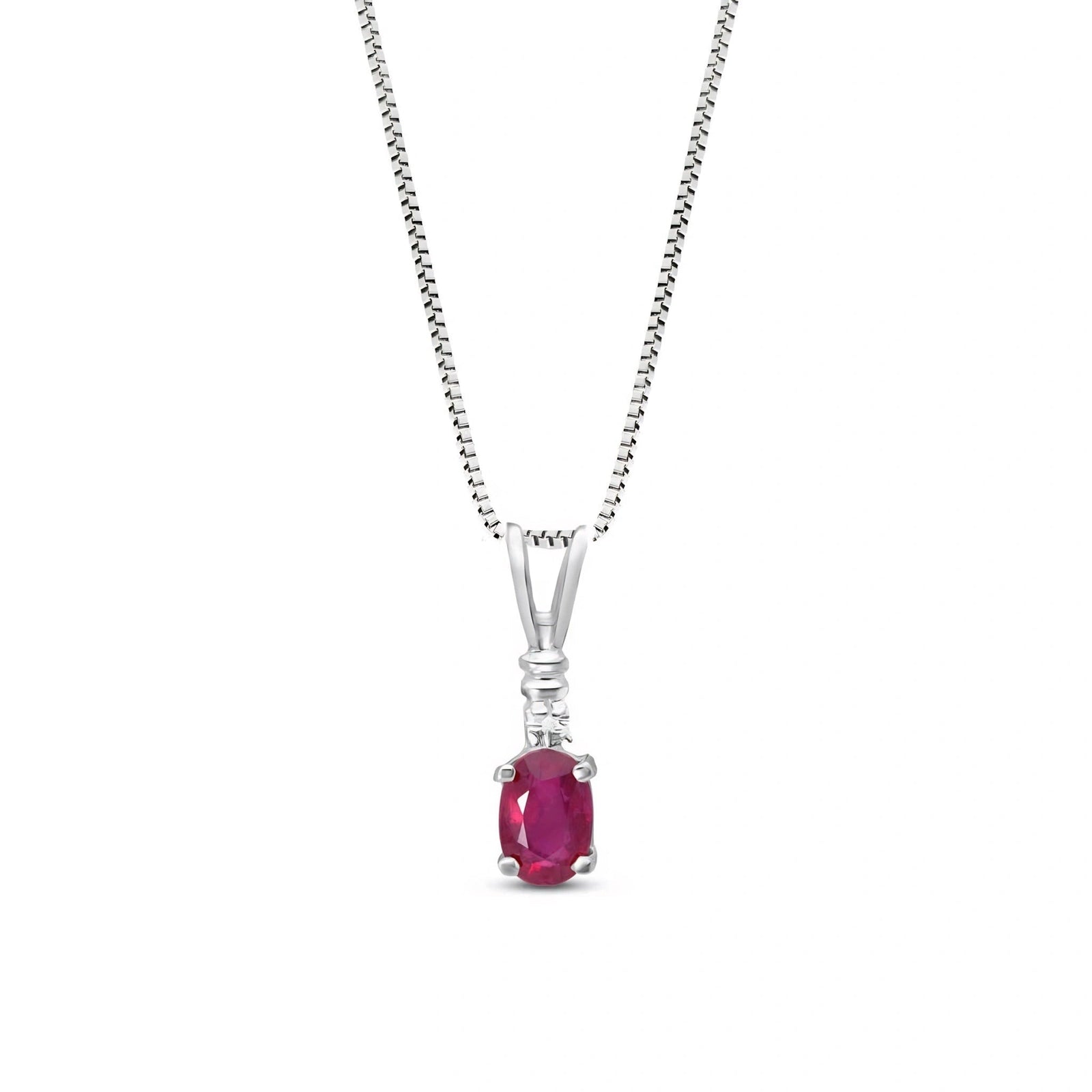 White Gold Heritage Pendant Necklace Ruby 10K — Elsa
