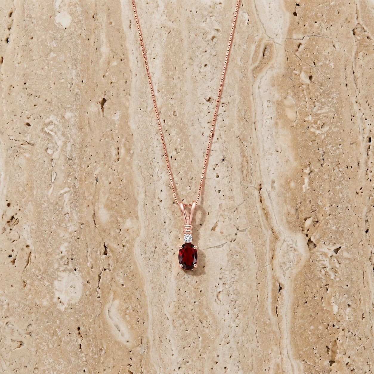 Rose Gold Heritage Pendant Necklace Garnet 10K — Elsa