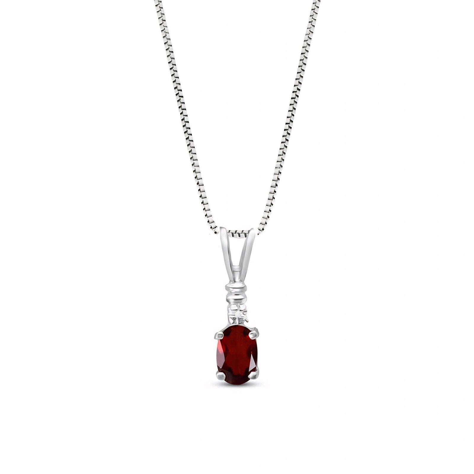 White Gold Heritage Pendant Necklace Garnet 10K — Elsa