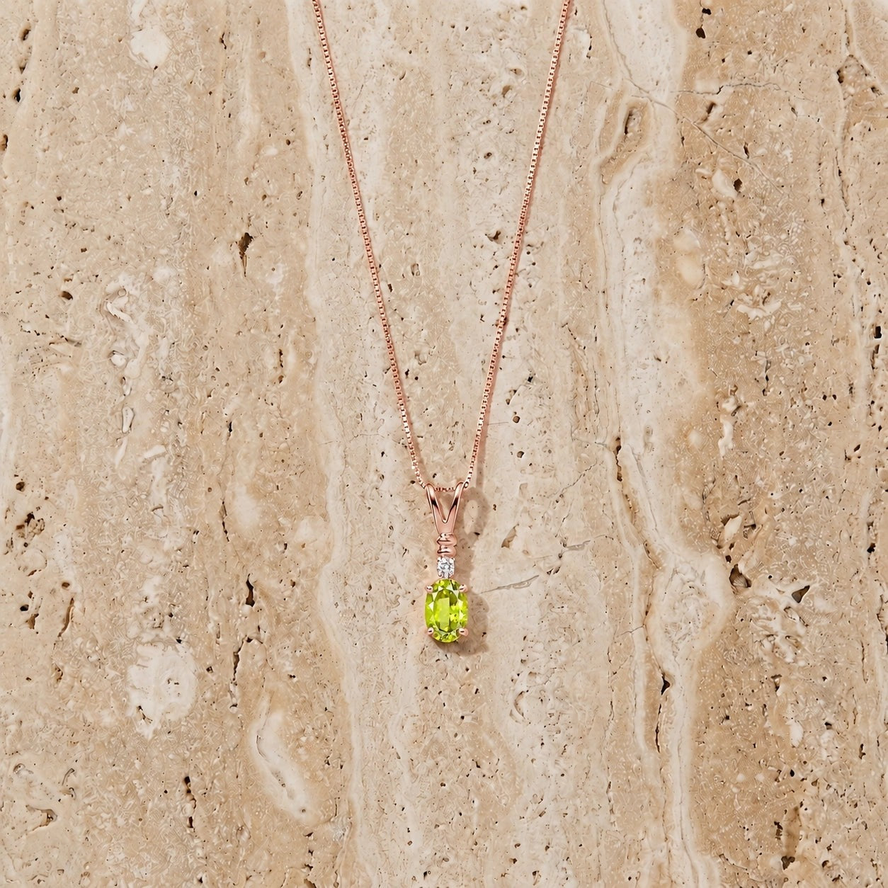 Rose Gold Heritage Pendant Necklace Peridot 10K — Elsa