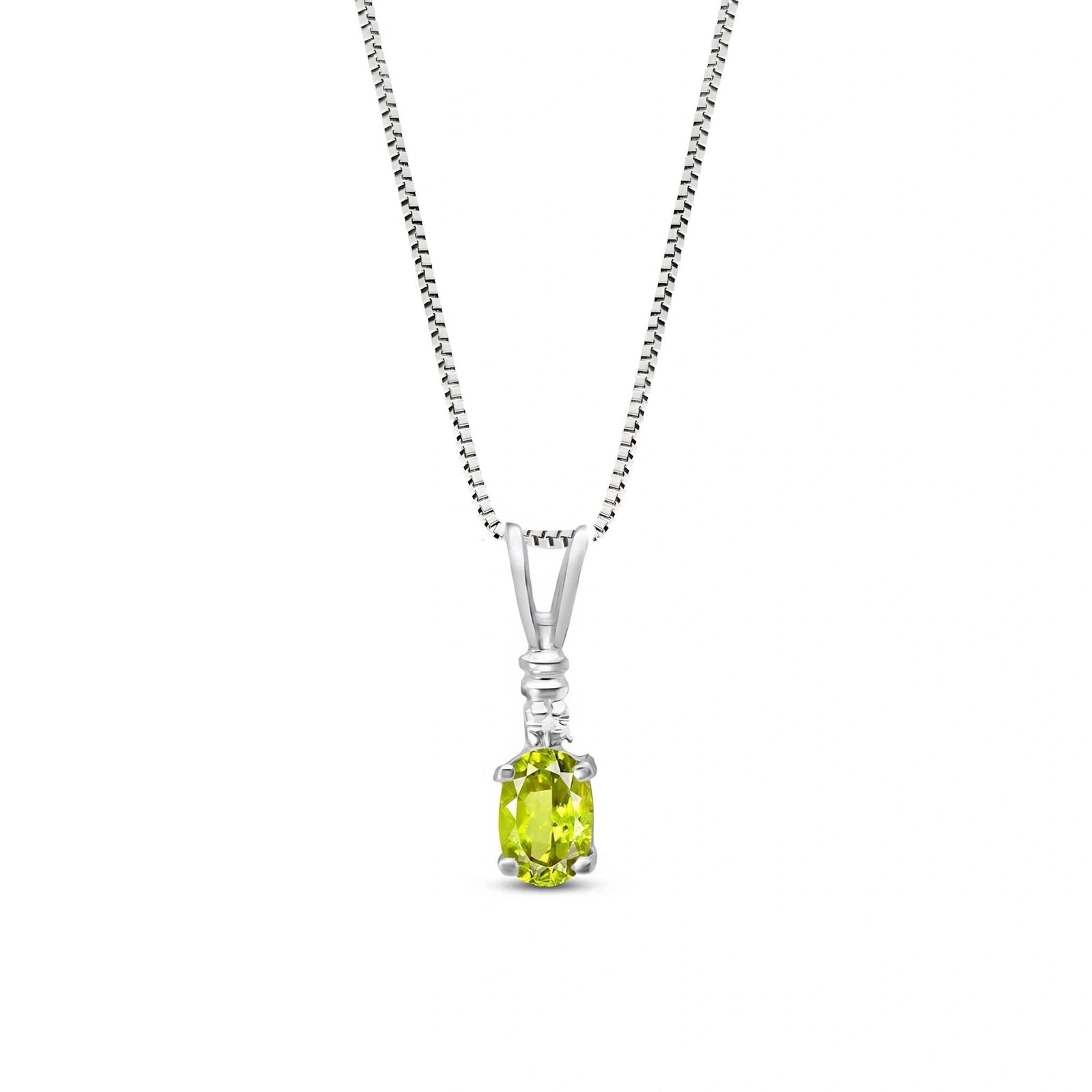 White Gold Heritage Pendant Necklace Peridot 10K — Elsa