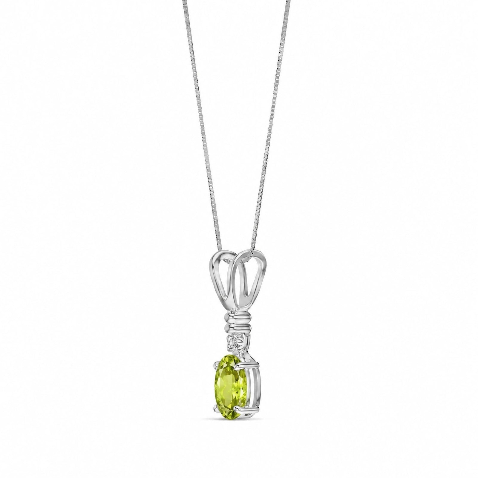 White Gold Heritage Pendant Necklace Peridot 10K — Elsa