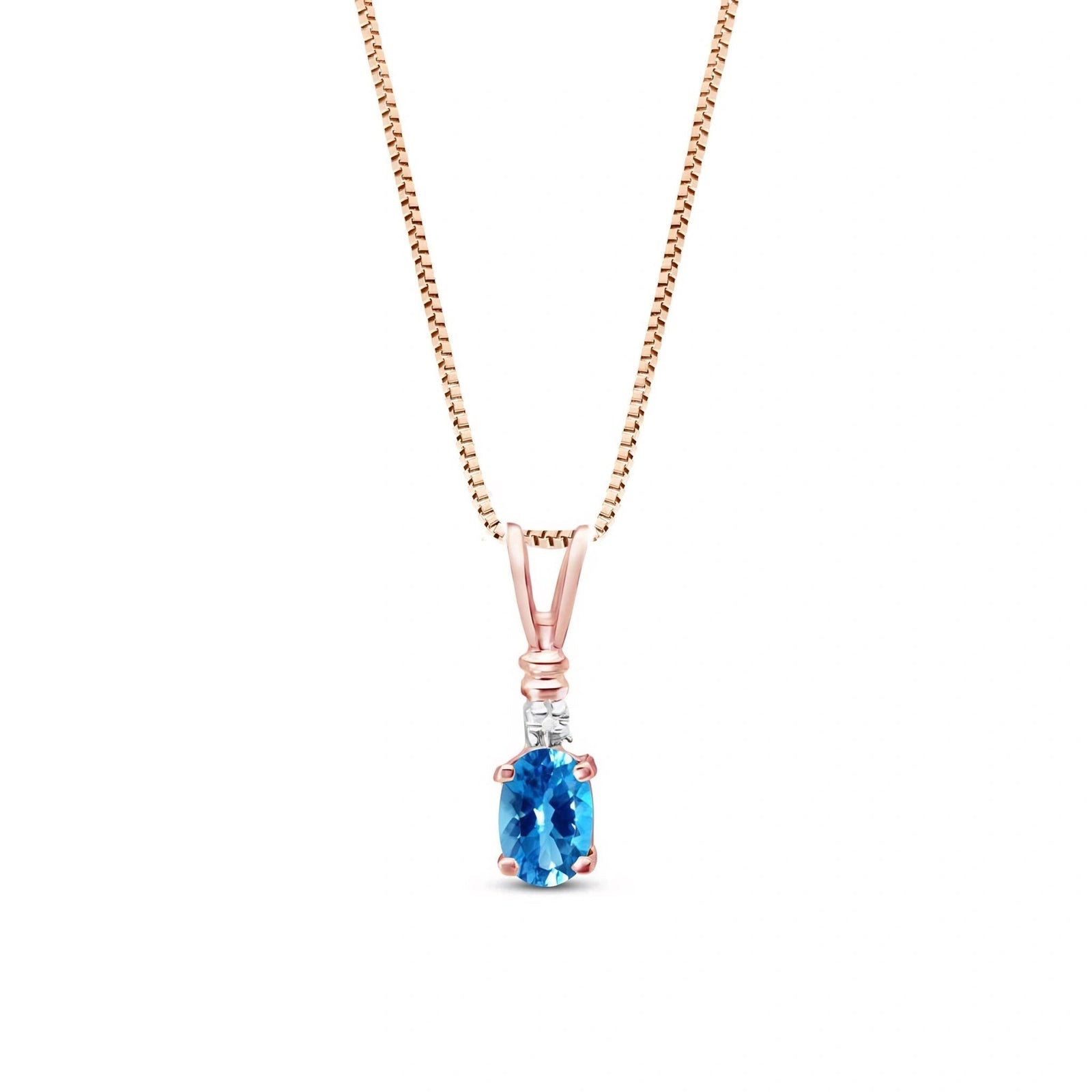 Rose Gold Heritage Pendant Necklace Blue Topaz 10K — Elsa