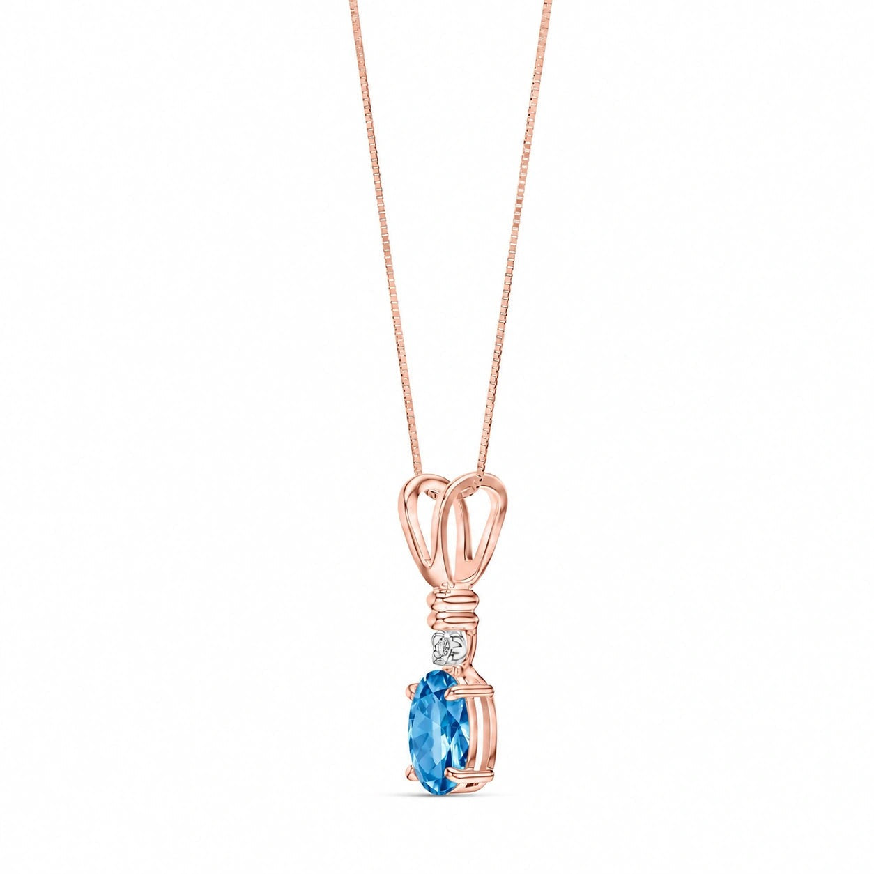 Rose Gold Heritage Pendant Necklace Blue Topaz 10K — Elsa