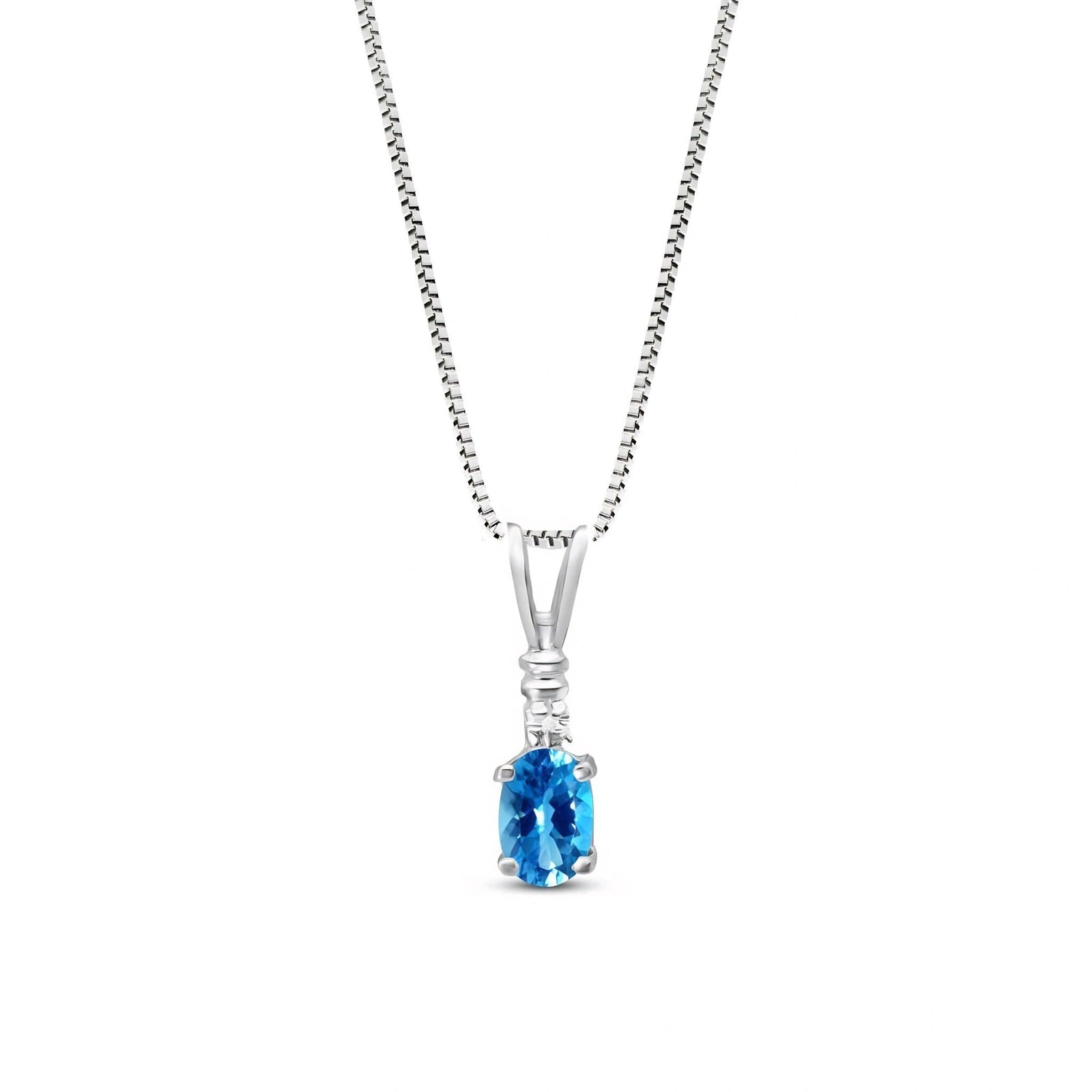 White Gold Heritage Pendant Necklace Blue Topaz 10K — Elsa