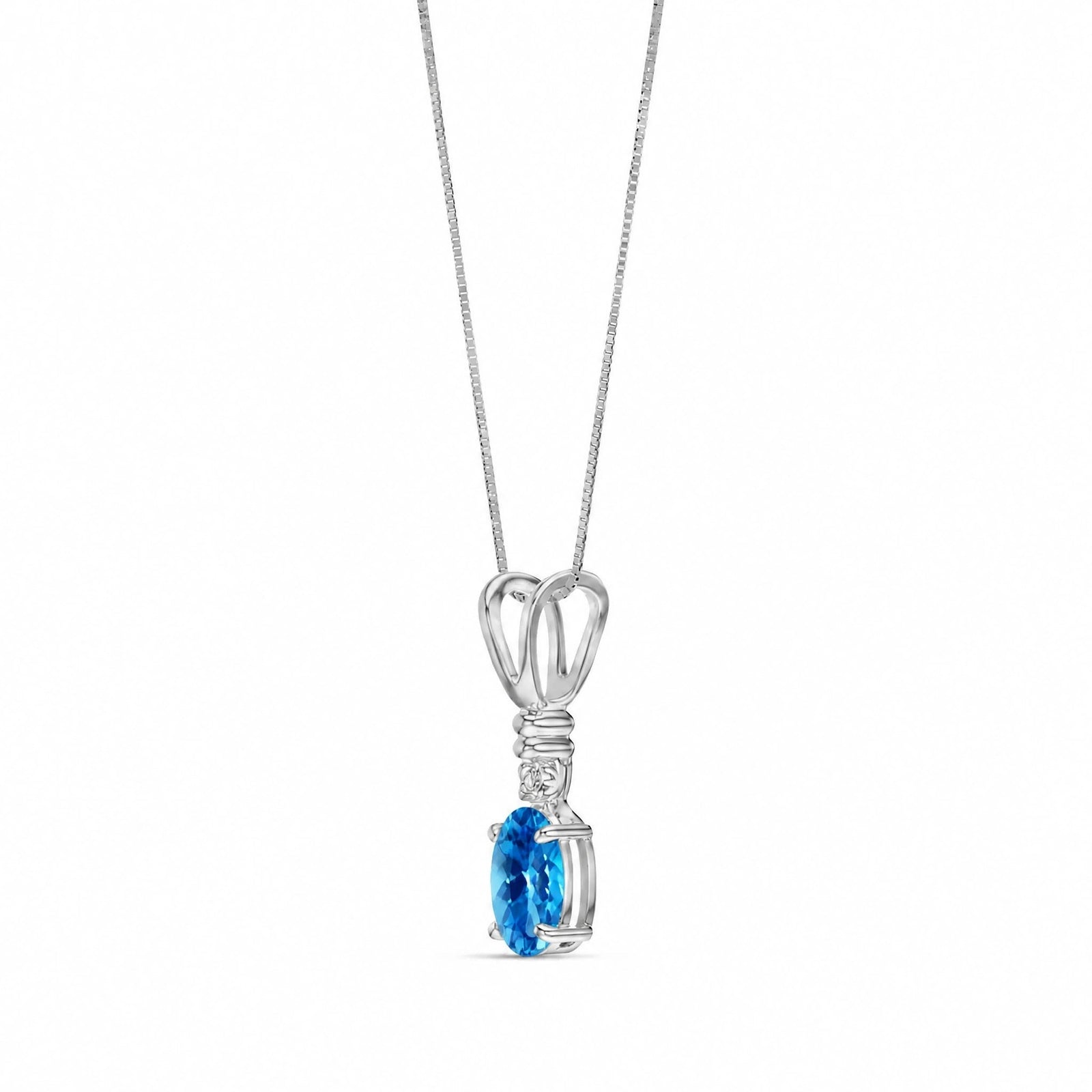 White Gold Heritage Pendant Necklace Blue Topaz 10K — Elsa