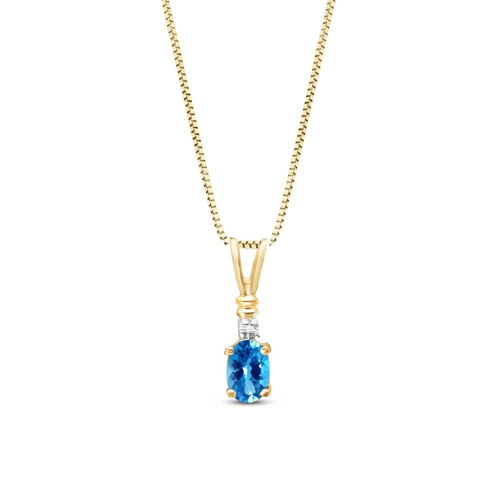 Yellow Gold Heritage Pendant Necklace Blue Topaz 10K — Elsa