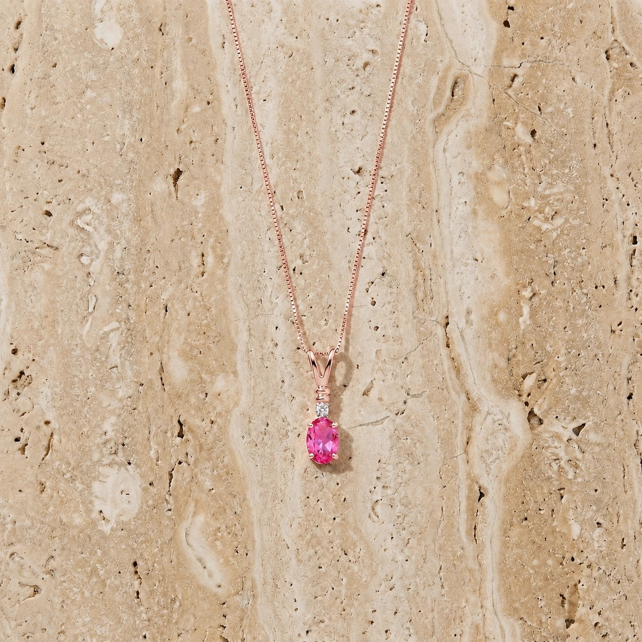 Rose Gold Heritage Pendant Necklace Pink Topaz 10K — Elsa