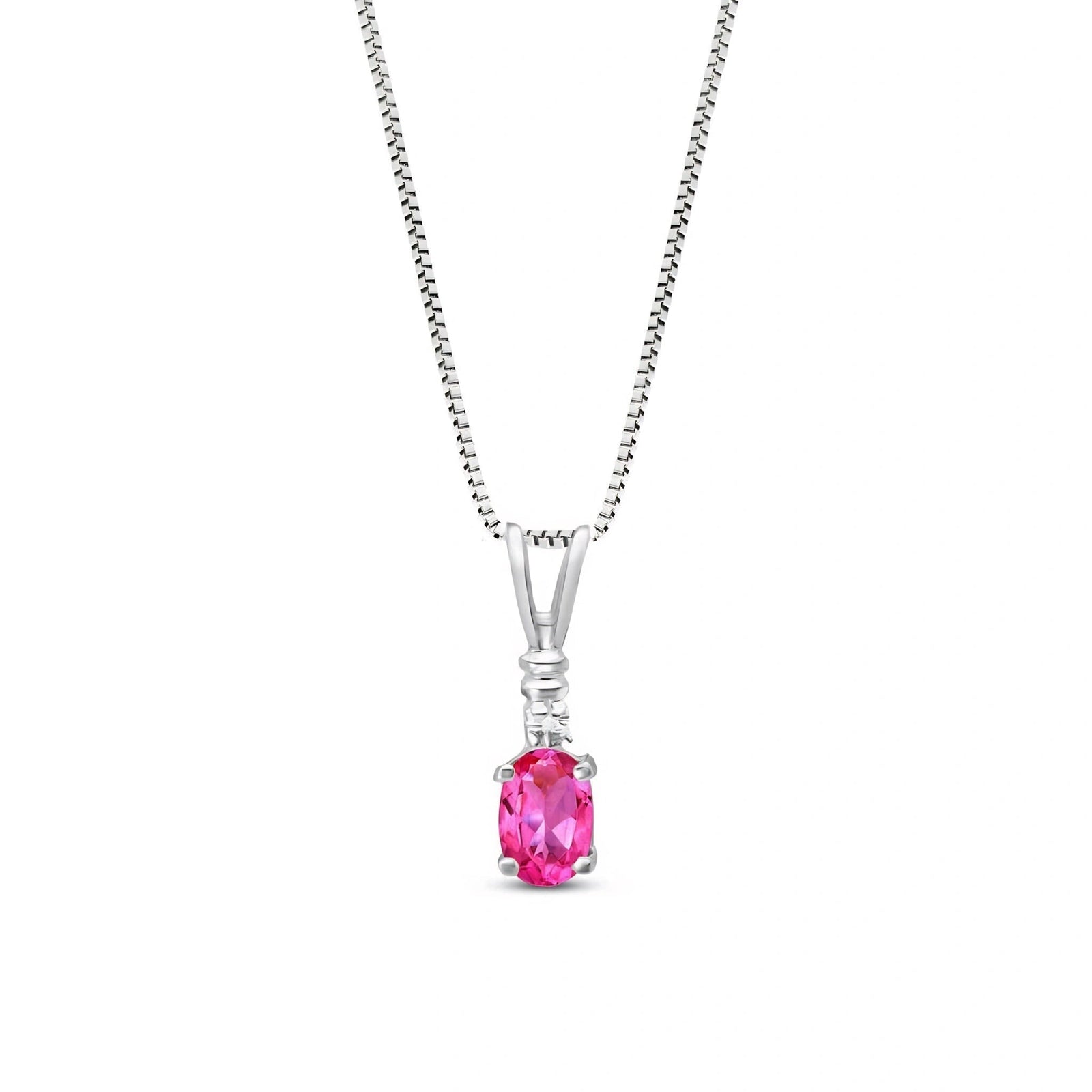 White Gold Heritage Pendant Necklace Pink Topaz 10K — Elsa
