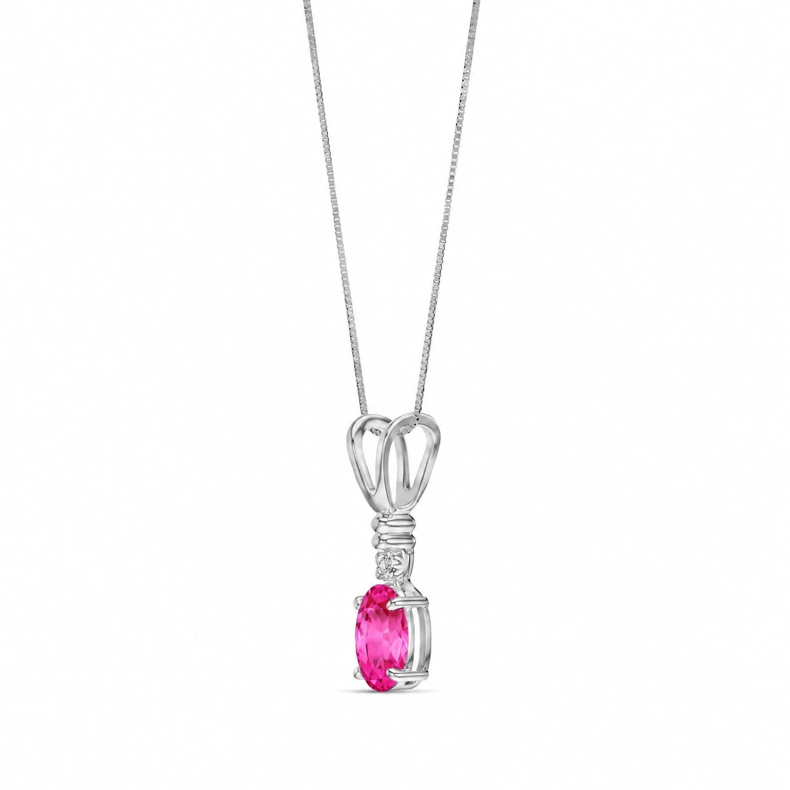 White Gold Heritage Pendant Necklace Pink Topaz 10K — Elsa