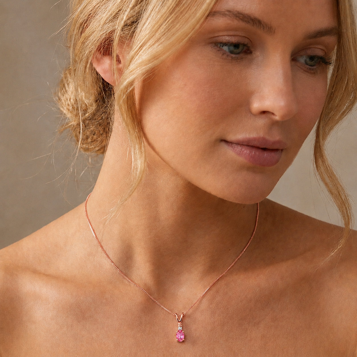 Rose Gold Heritage Pendant Necklace Aquamarine 10K — Elsa