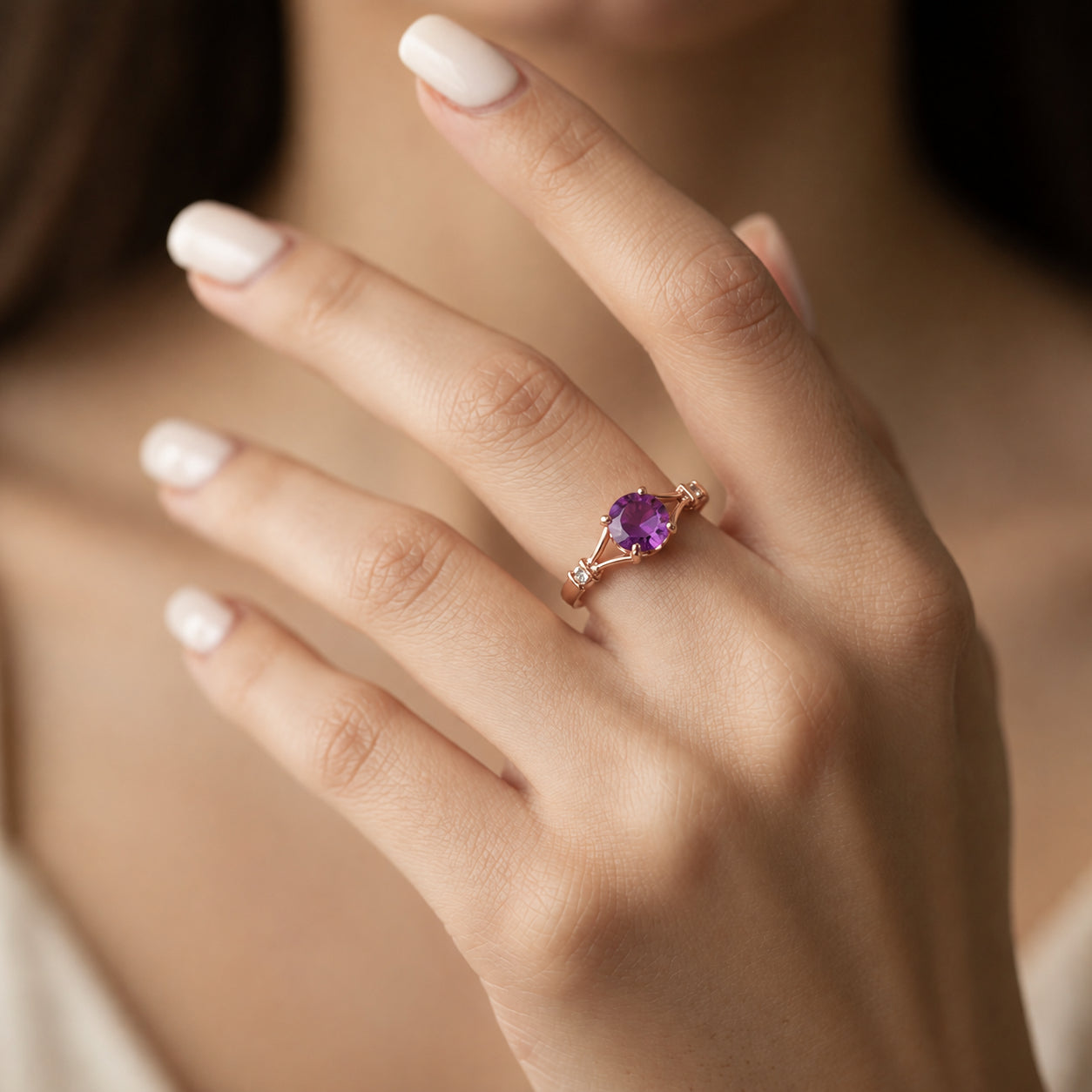 Rose Gold Signature Ring Blue Topaz 10K — Guendalina