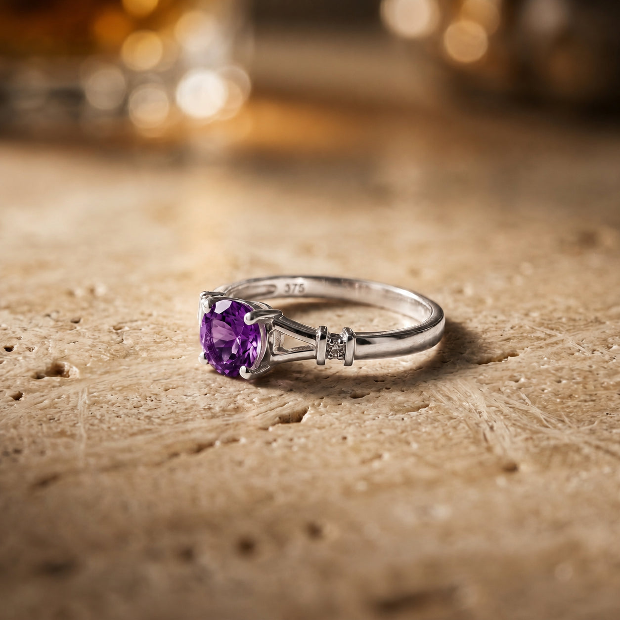 White Gold Signature Ring Blue Topaz 10K — Guendalina