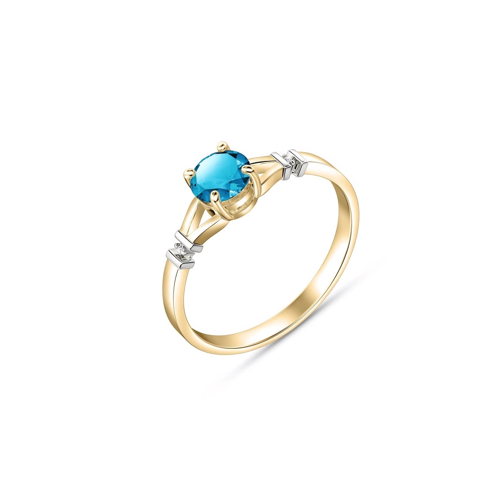 Yellow Gold Signature Ring Blue Topaz 10K — Guendalina