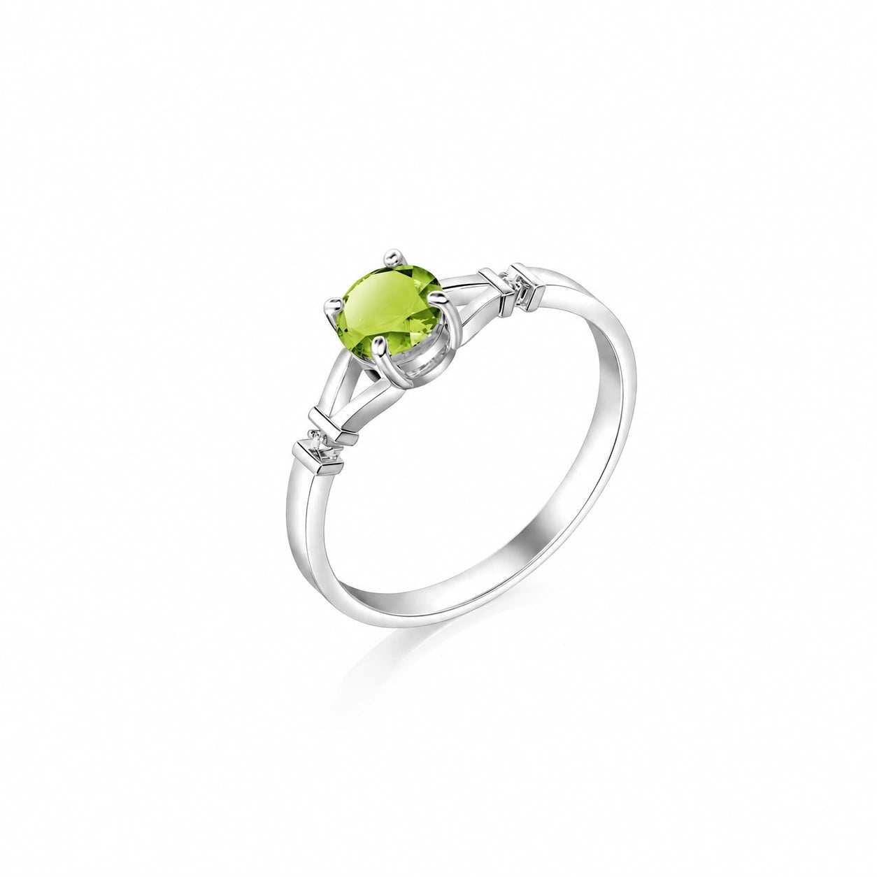 White Gold Signature Ring Peridot 10K — Guendalina