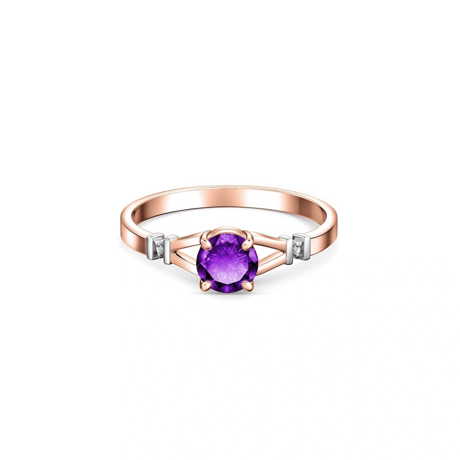 Rose Gold Signature Ring Amethyst 10K — Guendalina