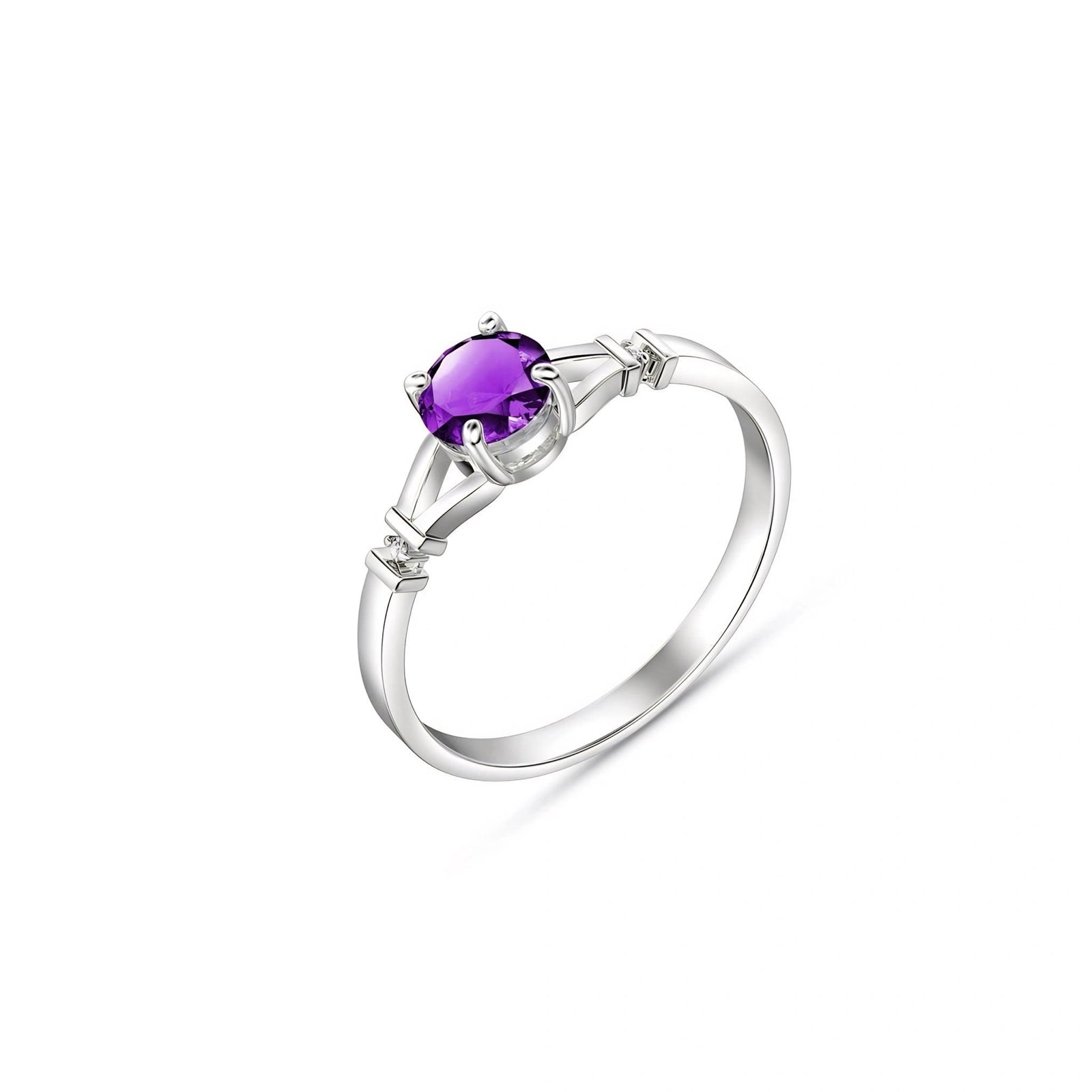 White Gold Signature Ring Amethyst 10K — Guendalina
