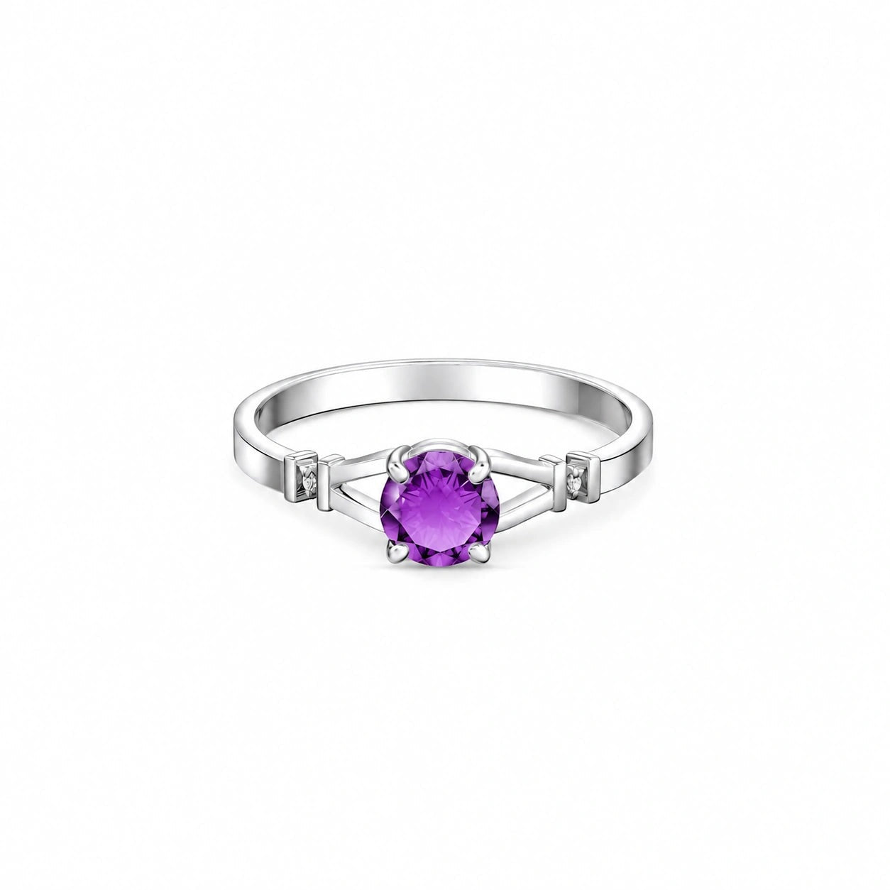 White Gold Signature Ring Amethyst 10K — Guendalina