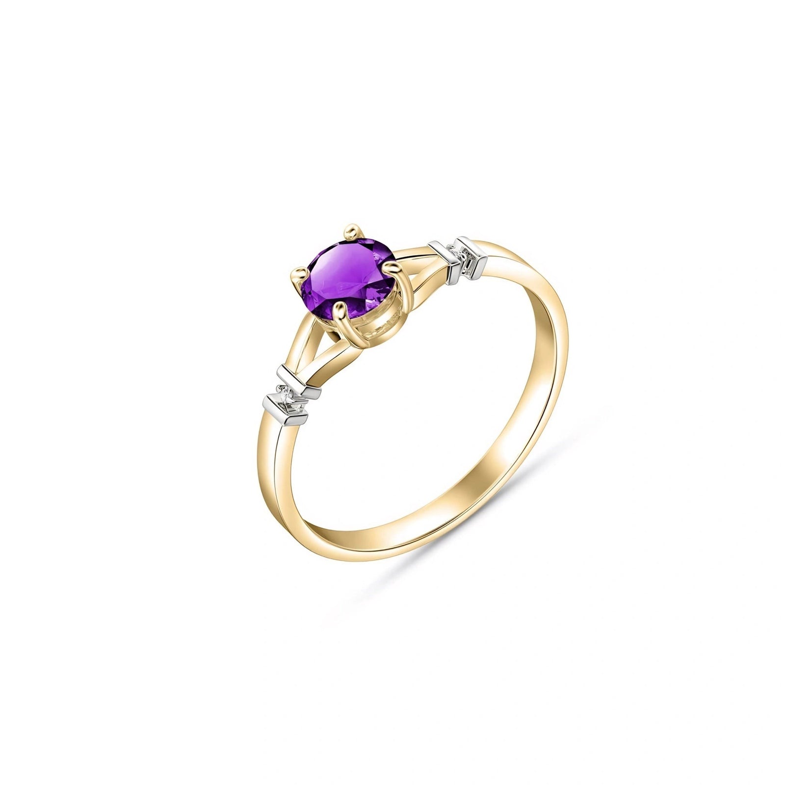 Yellow Gold Signature Ring Amethyst 10K — Guendalina