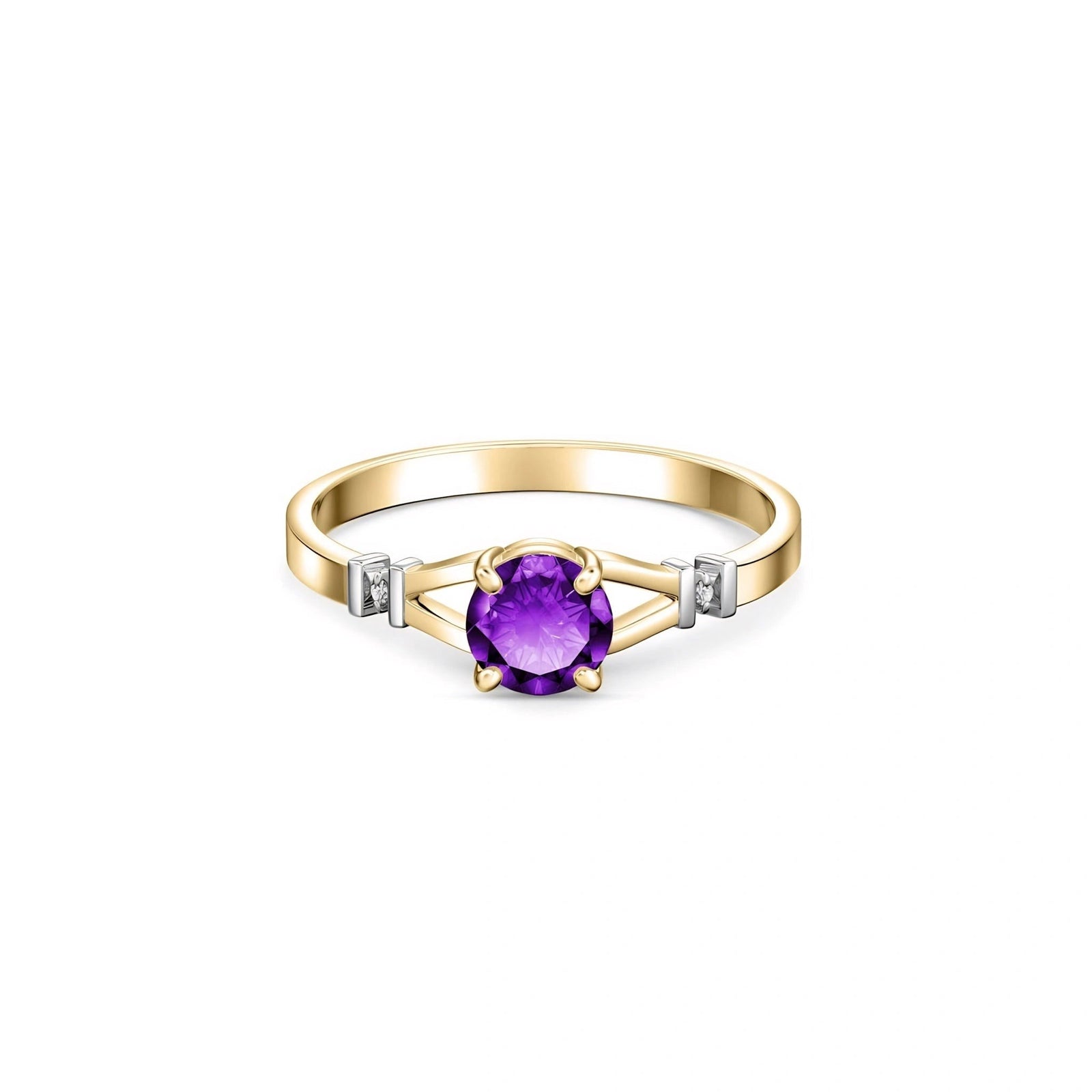 Yellow Gold Signature Ring Amethyst 10K — Guendalina