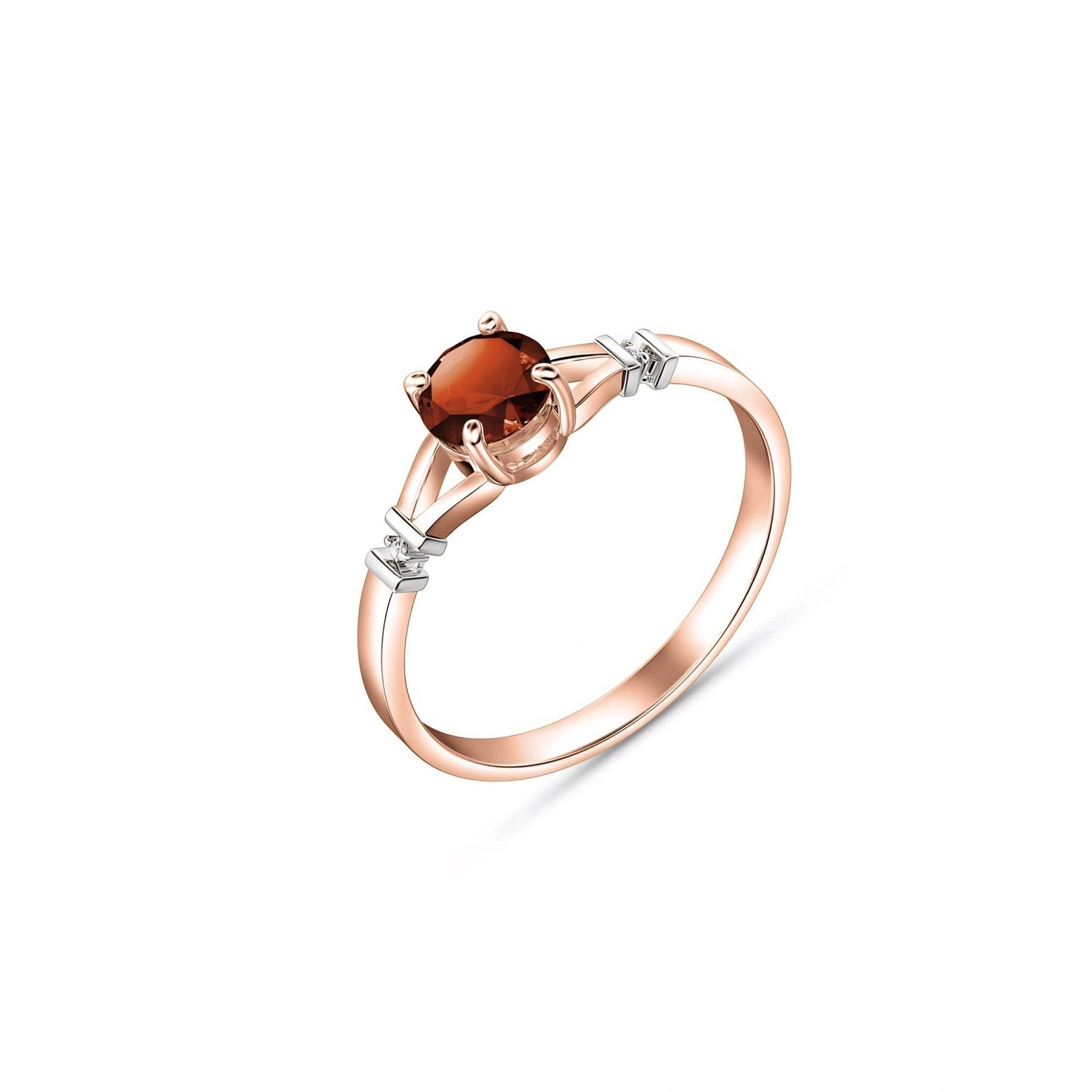 Rose Gold Signature Ring Garnet 10K — Guendalina