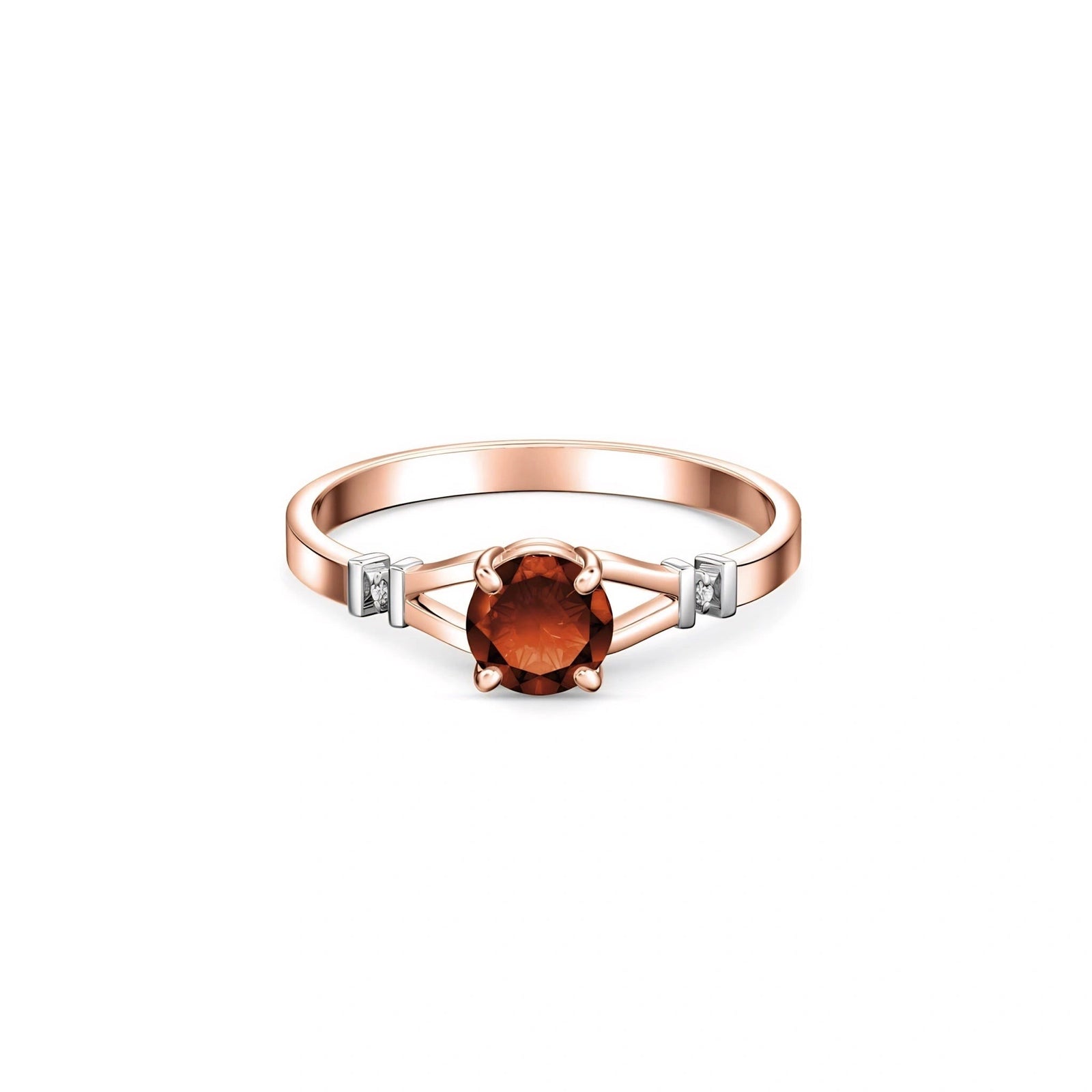 Rose Gold Signature Ring Garnet 10K — Guendalina