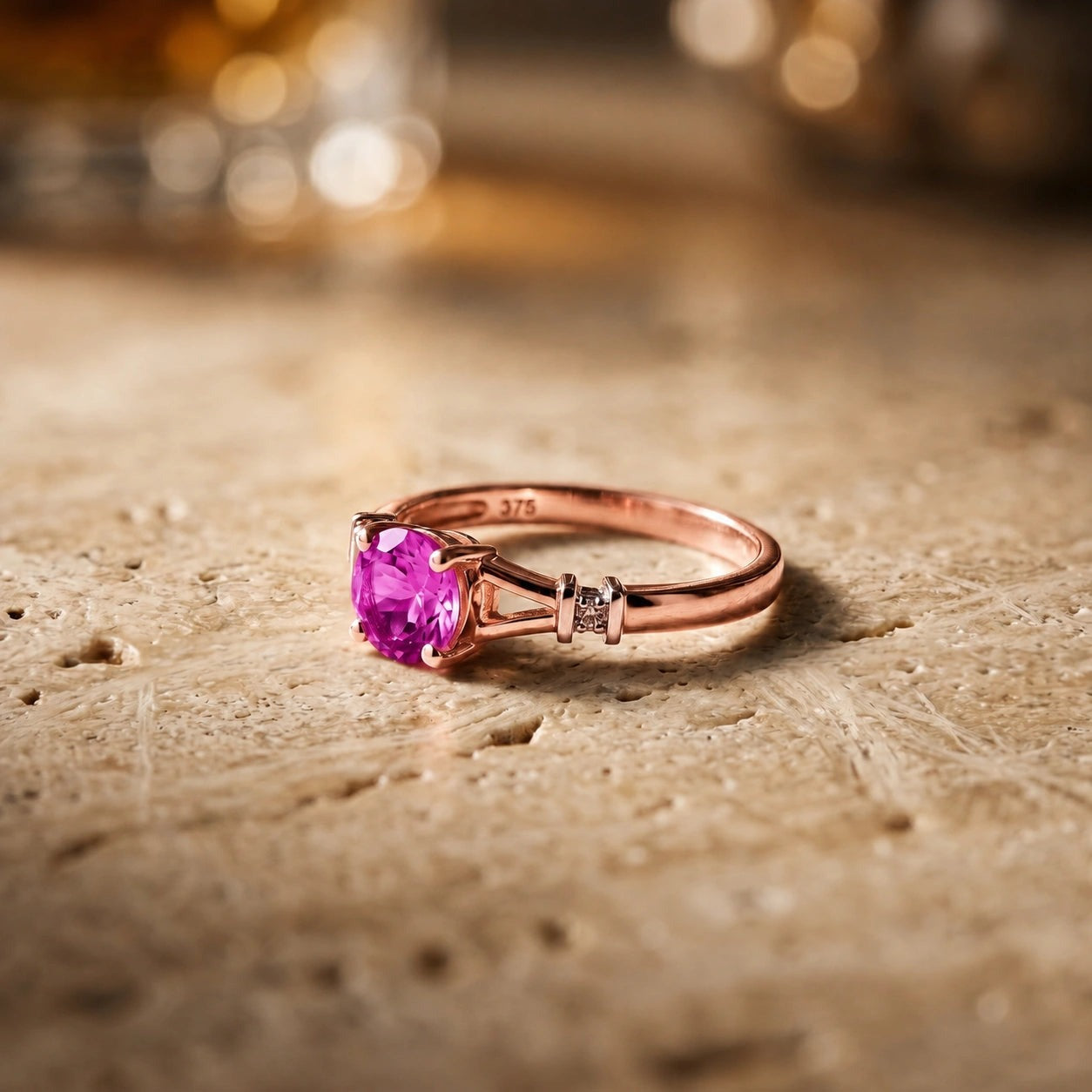 Rose Gold Signature Ring Pink Topaz 10K — Guendalina
