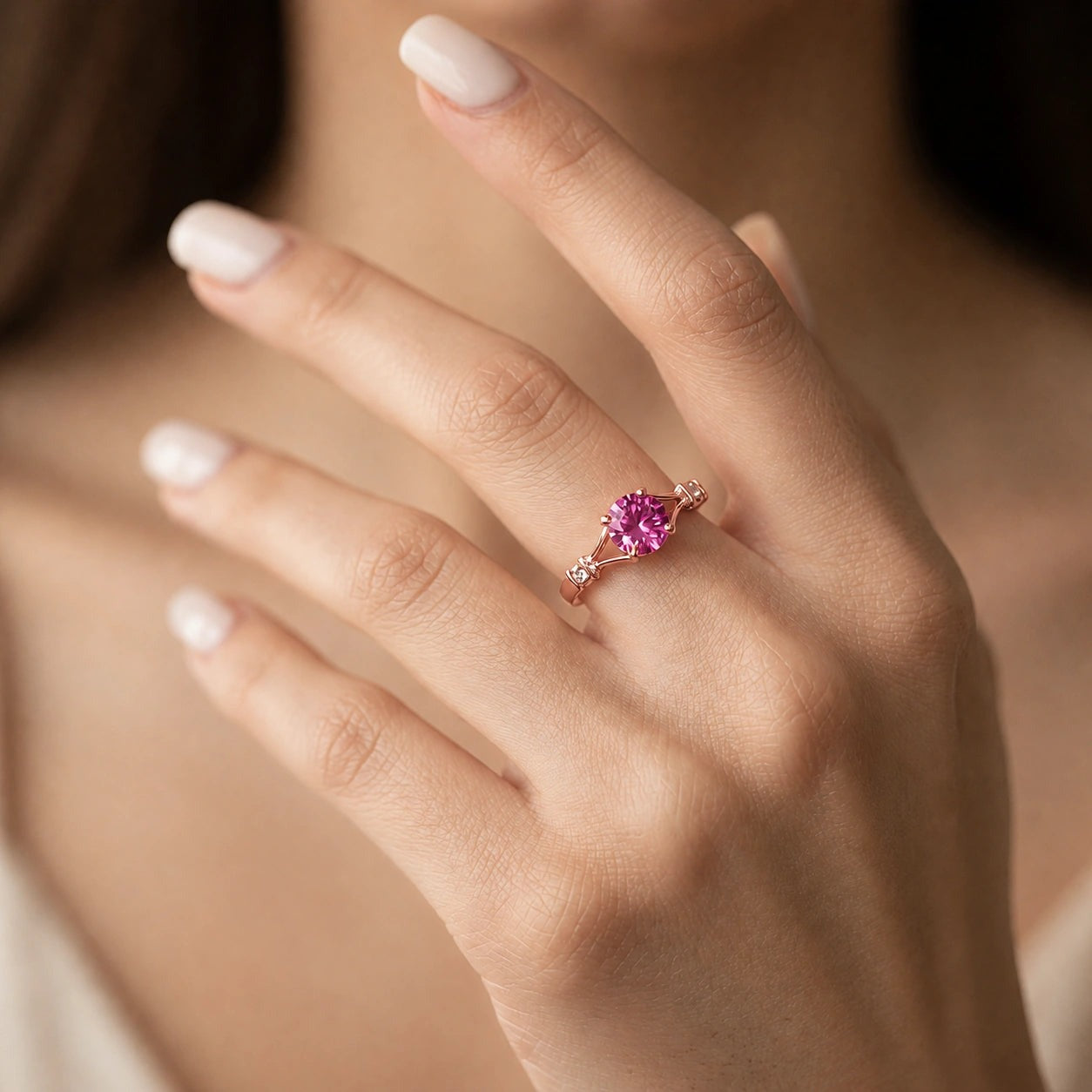 Rose Gold Signature Ring Pink Topaz 10K — Guendalina