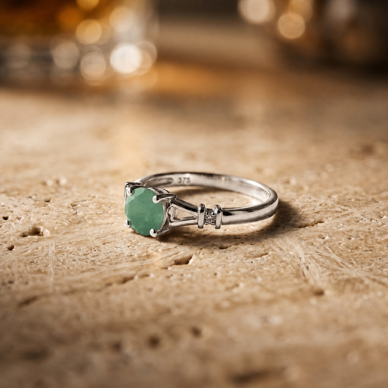 White Gold Signature Ring Pink Topaz 10K — Guendalina