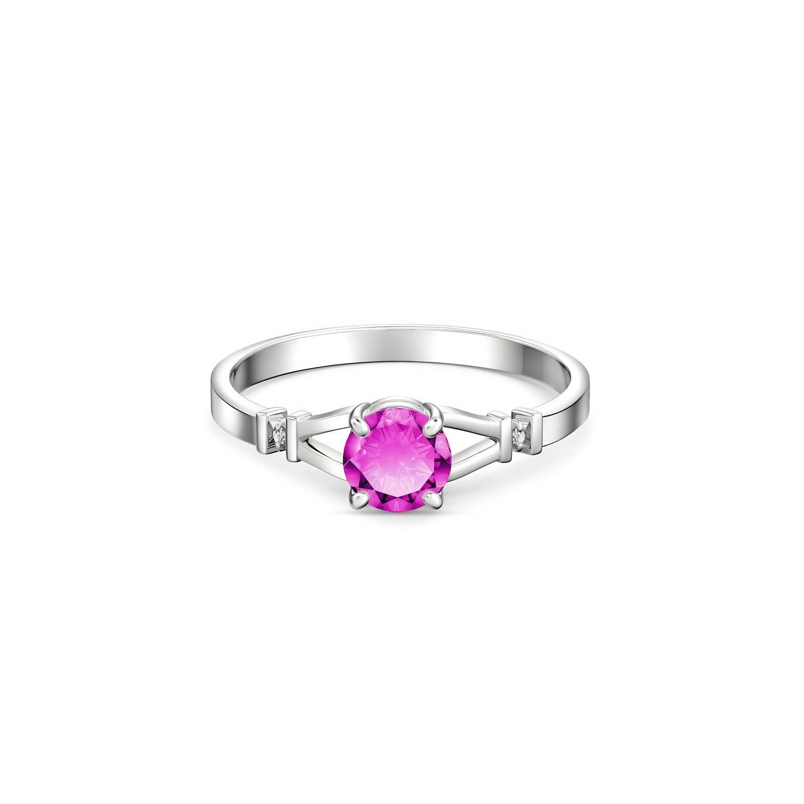 White Gold Signature Ring Pink Topaz 10K — Guendalina