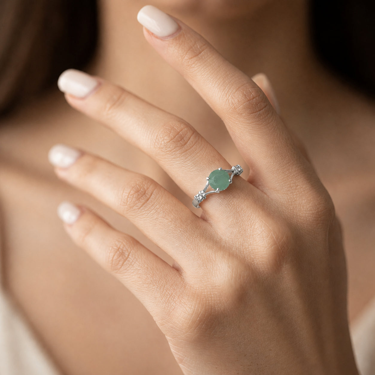 White Gold Signature Ring Pink Topaz 10K — Guendalina