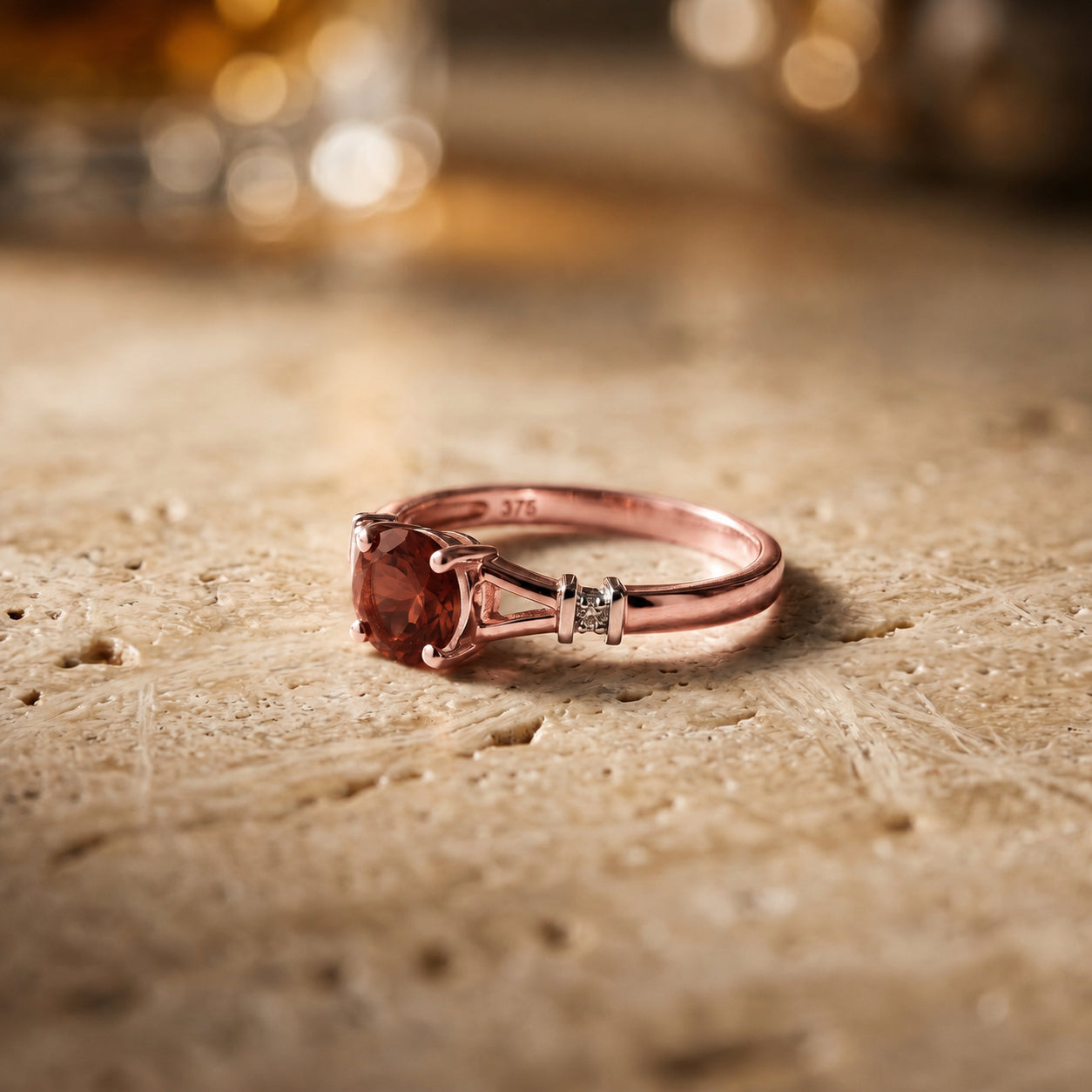 Rose Gold Signature Ring Aquamarine 10K — Guendalina