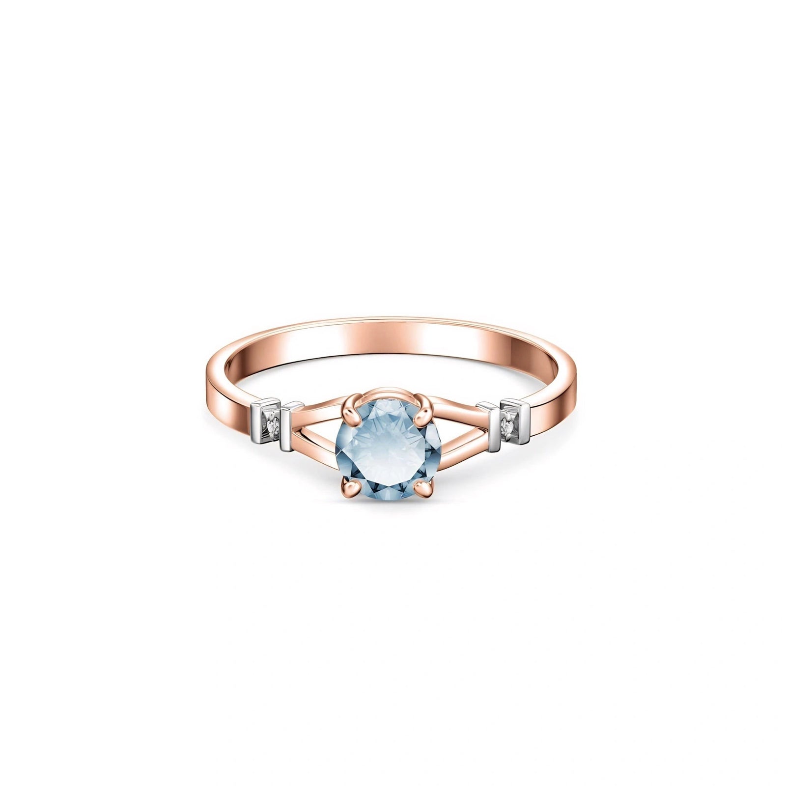 Rose Gold Signature Ring Aquamarine 10K — Guendalina