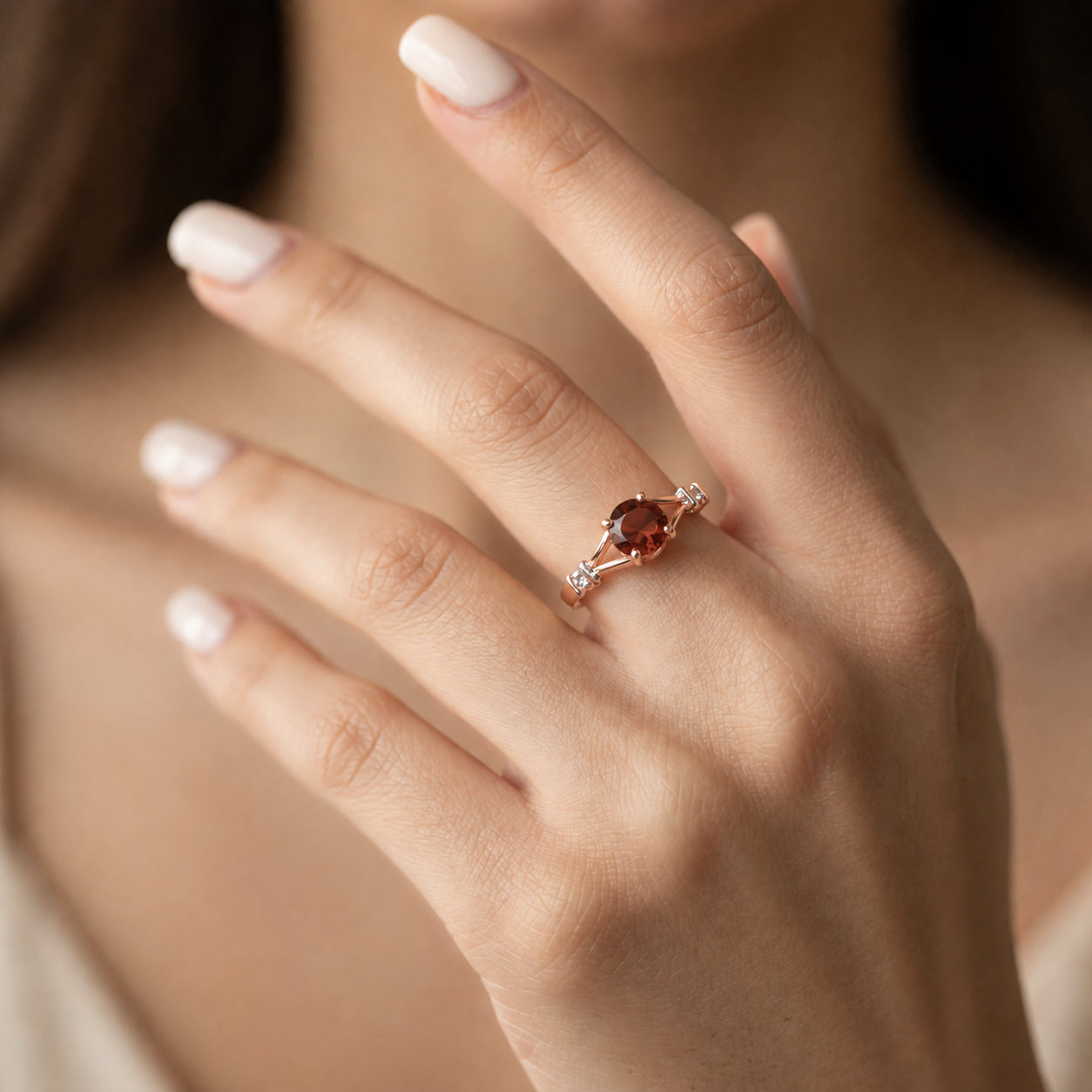 Rose Gold Signature Ring Aquamarine 10K — Guendalina