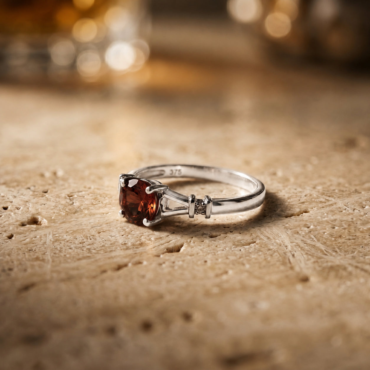 White Gold Signature Ring Aquamarine 10K — Guendalina