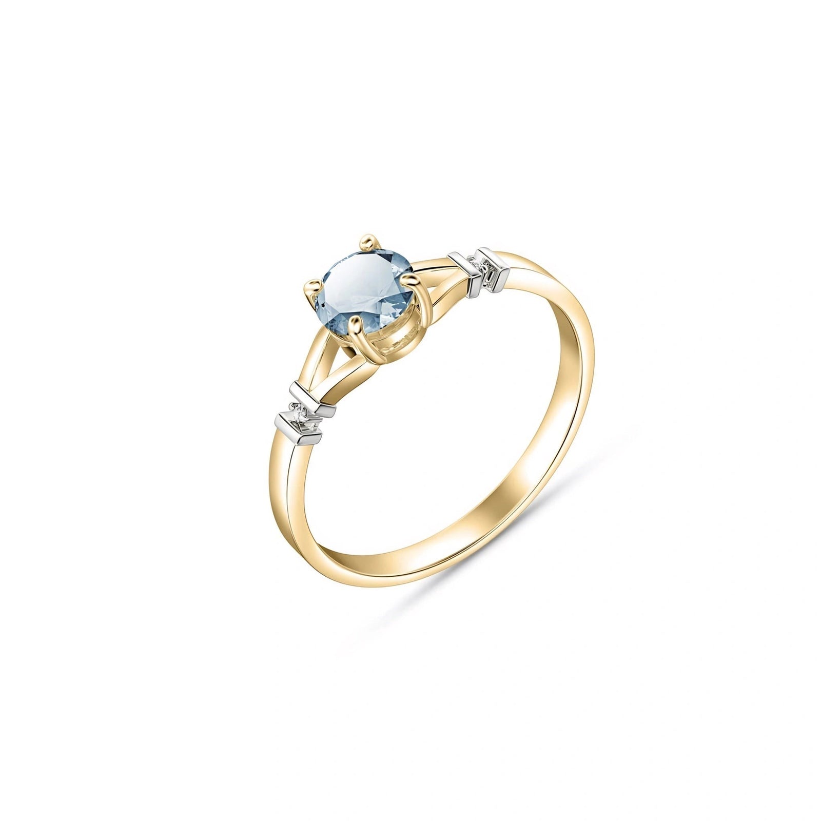 Yellow Gold Signature Ring Aquamarine 10K — Guendalina