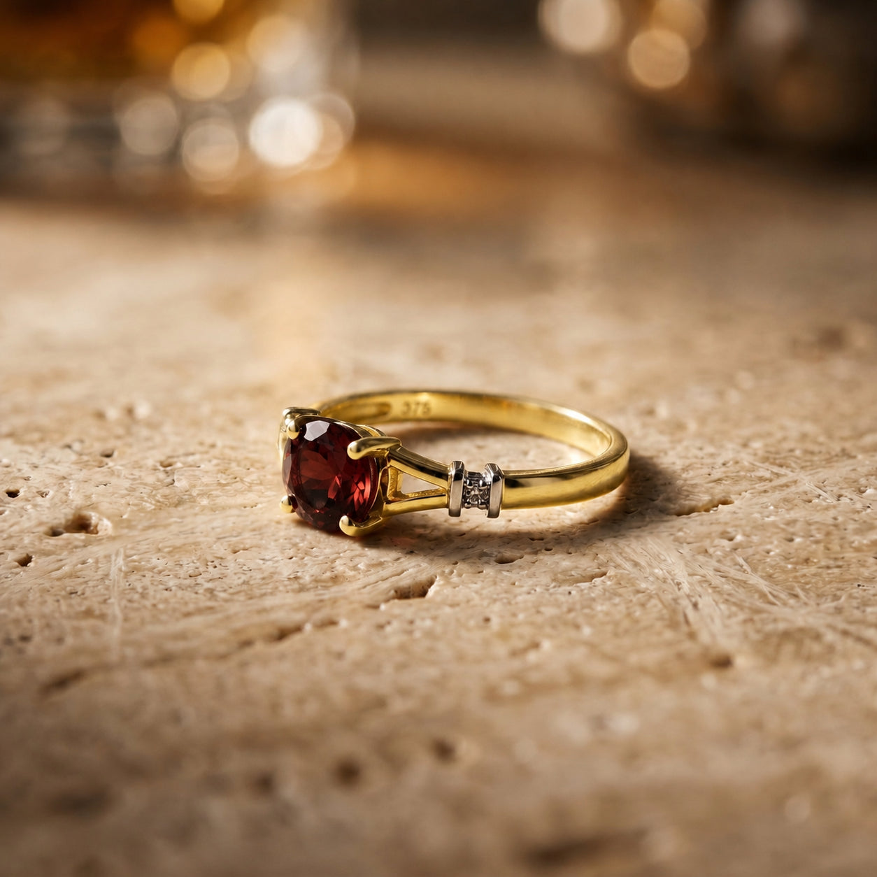 Yellow Gold Signature Ring Aquamarine 10K — Guendalina