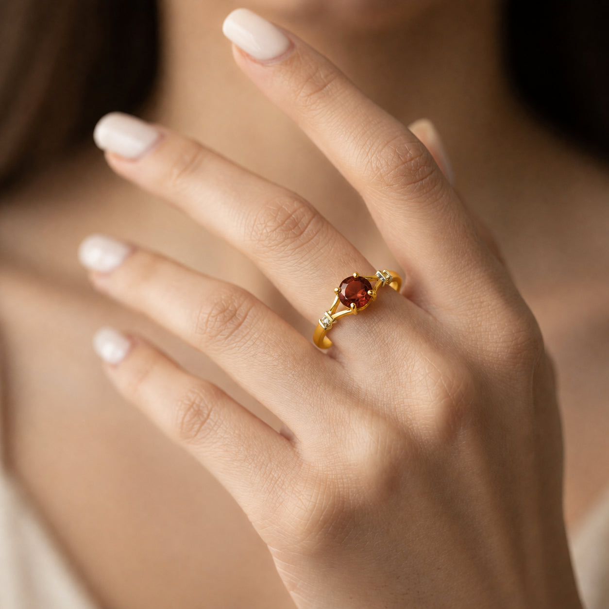 Yellow Gold Signature Ring Aquamarine 10K — Guendalina