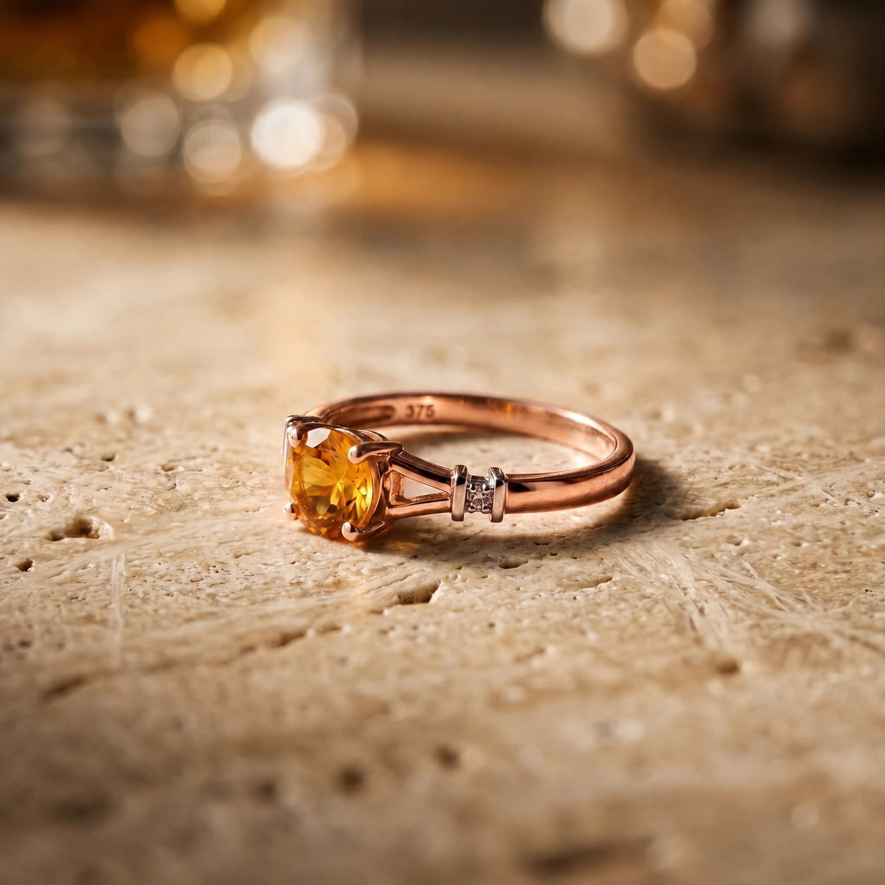 Rose Gold Signature Ring Citrine 10K — Guendalina