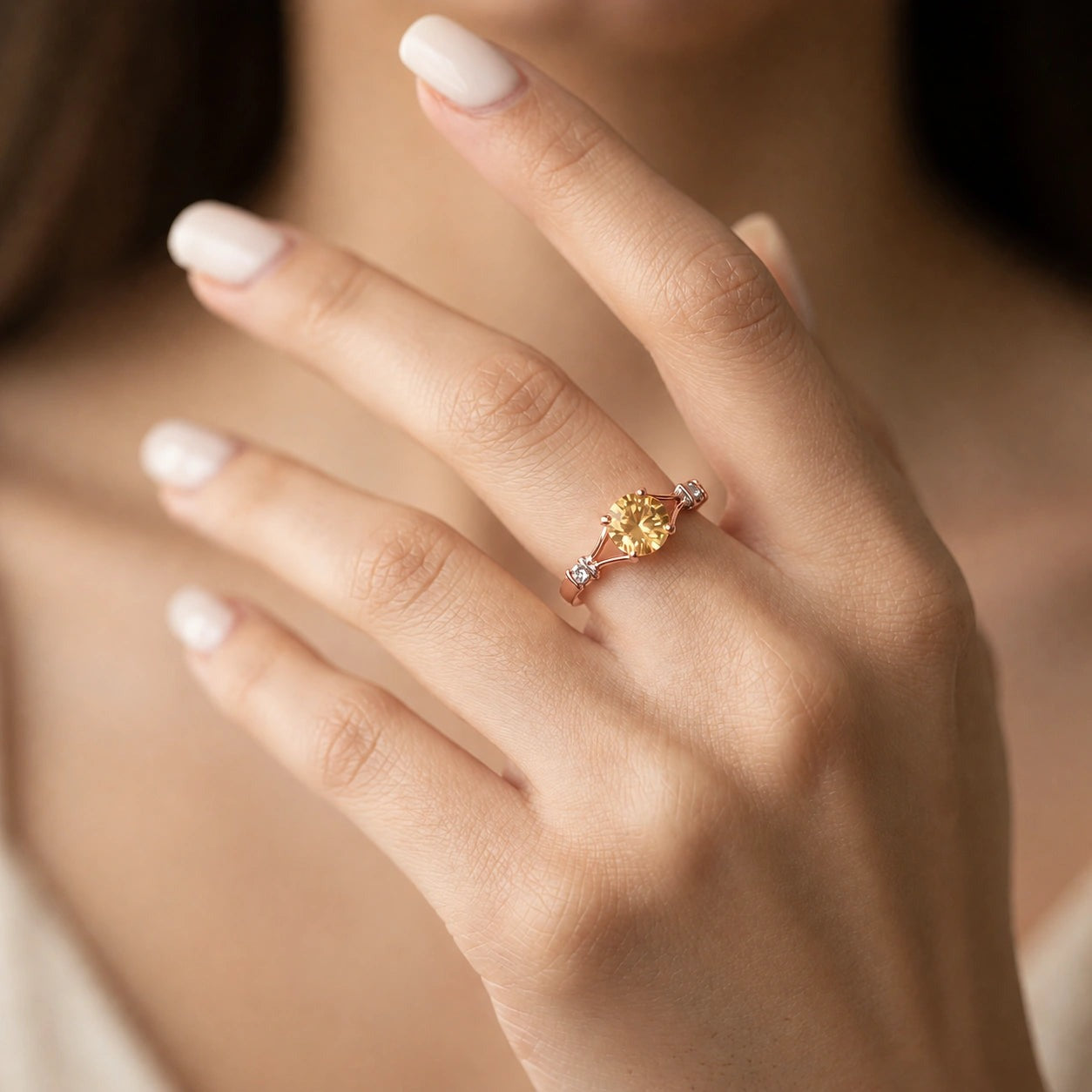 Rose Gold Signature Ring Citrine 10K — Guendalina