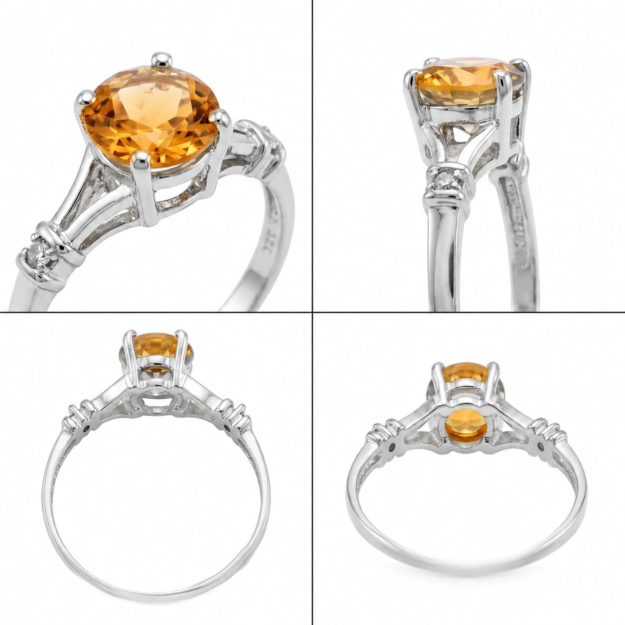 White Gold Signature Ring Citrine 10K — Guendalina