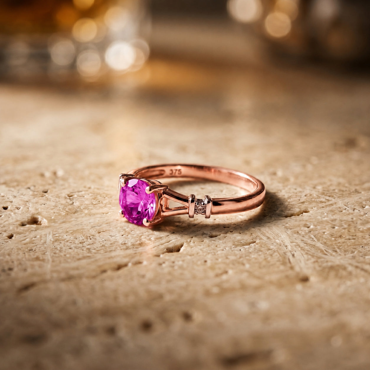 Rose Gold Signature Ring Ruby 10K — Guendalina