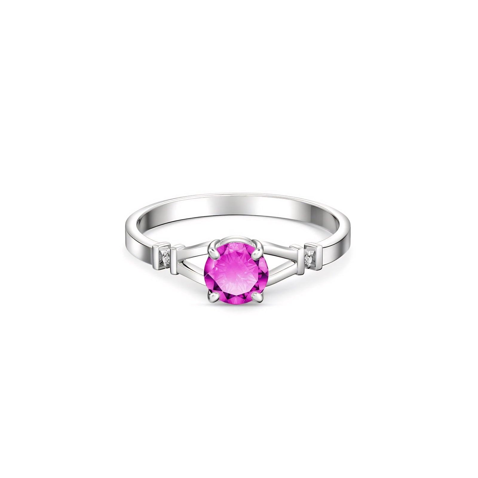 White Gold Signature Ring Ruby 10K — Guendalina