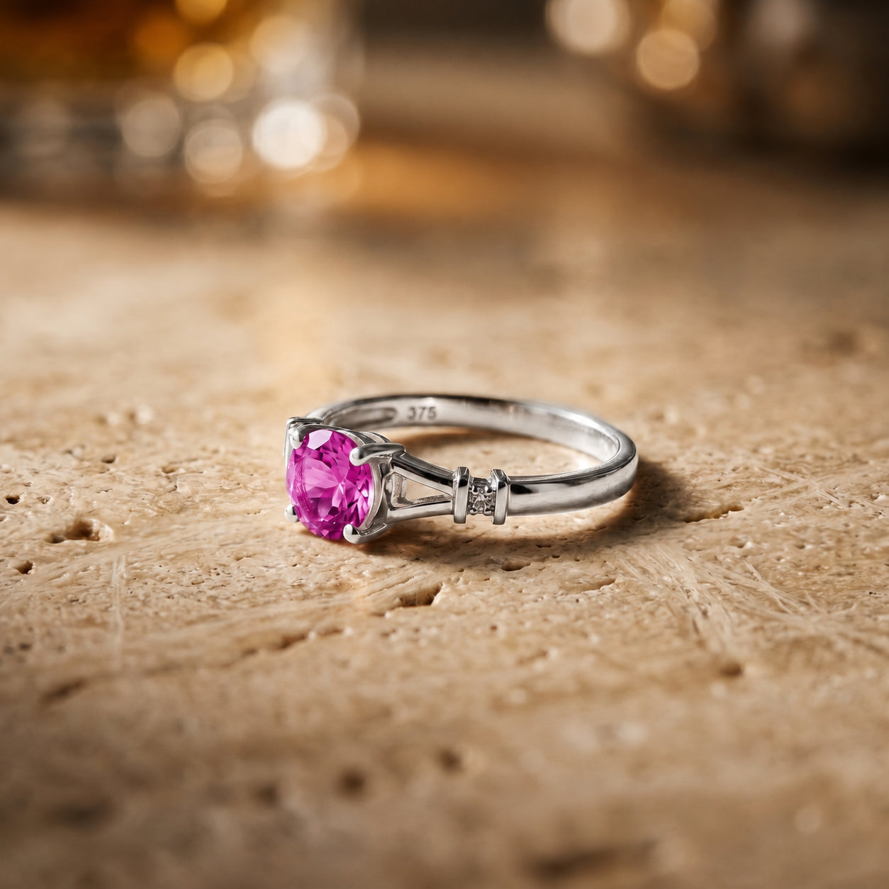 White Gold Signature Ring Ruby 10K — Guendalina