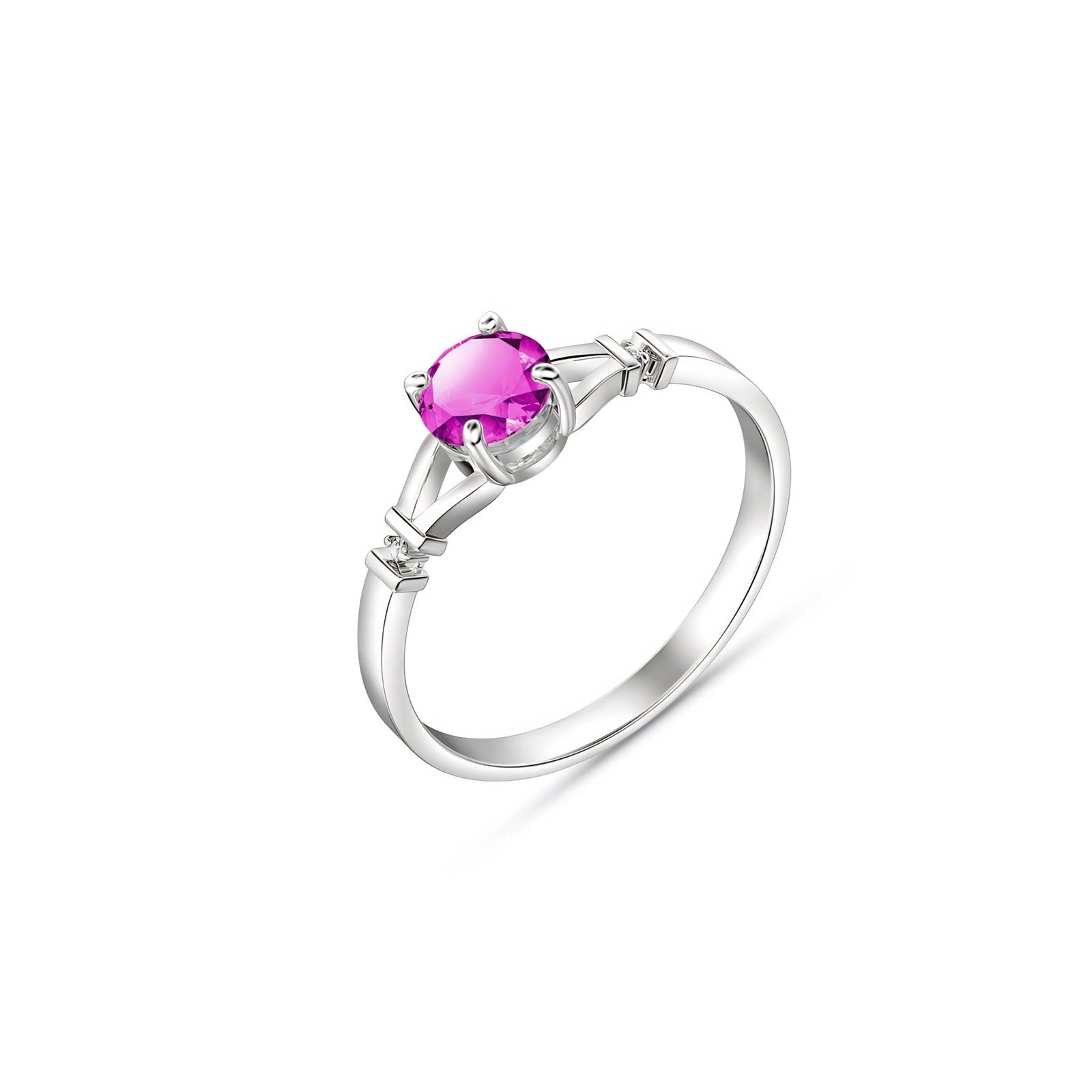 White Gold Signature Ring Ruby 10K — Guendalina